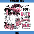 Too Cute To Haunt PNG, Pink Witch Ghost Halloween Art PNG