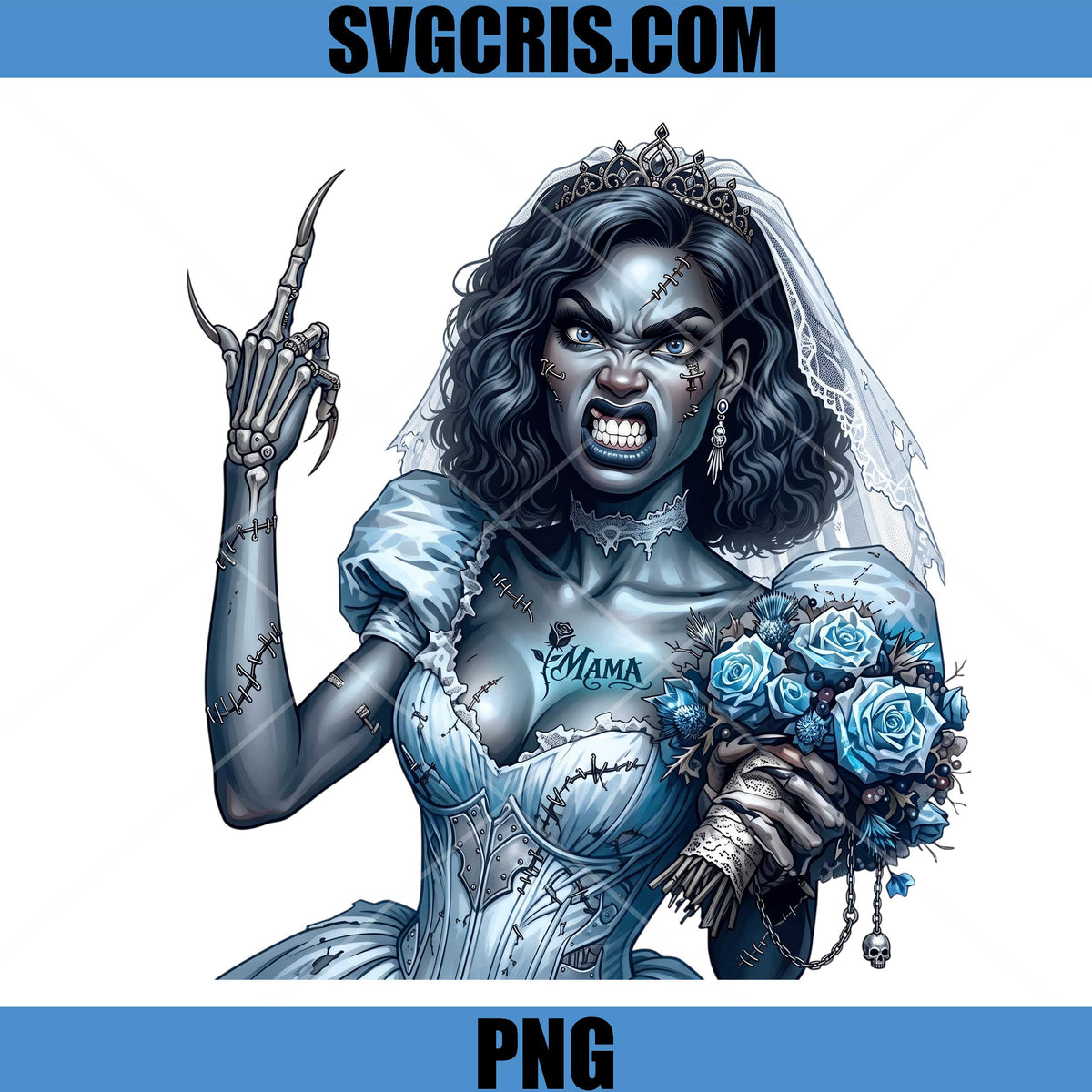 Zombie Bride Halloween PNG, Undead Bride Halloween PNG