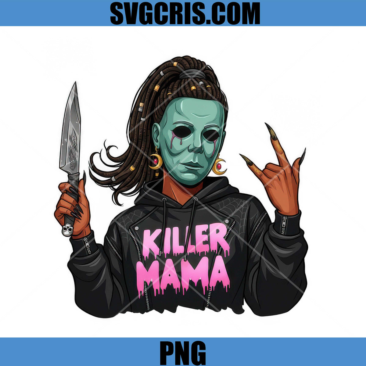 Killer Mama Halloween PNG, Horror Killer Woman Halloween Art PNG