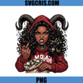 Devil Mama Halloween PNG, Horned Demon Girl Red Hoodie Halloween PNG