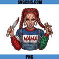 Horror Mama Chucky PNG, Red Hair Horror Doll Knife Halloween Art PNG