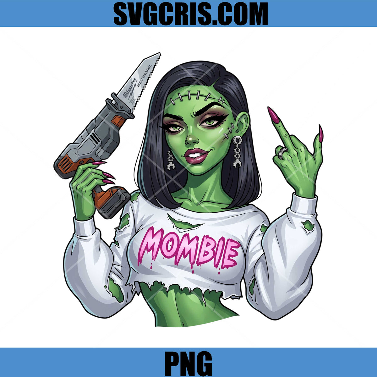 Zombie Girl Halloween PNG, Green Zombie Woman Mombie PNG