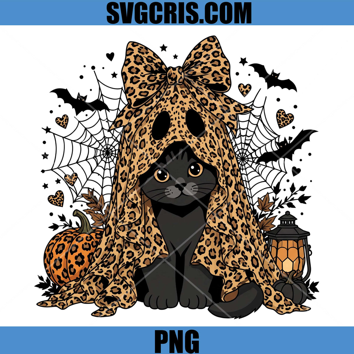 Leopard Cat Halloween PNG, Spooky Halloween Black Cat PNG