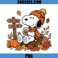 Snoopy Fall Cozy PNG, Crisp Air Pumpkin Coffee PNG