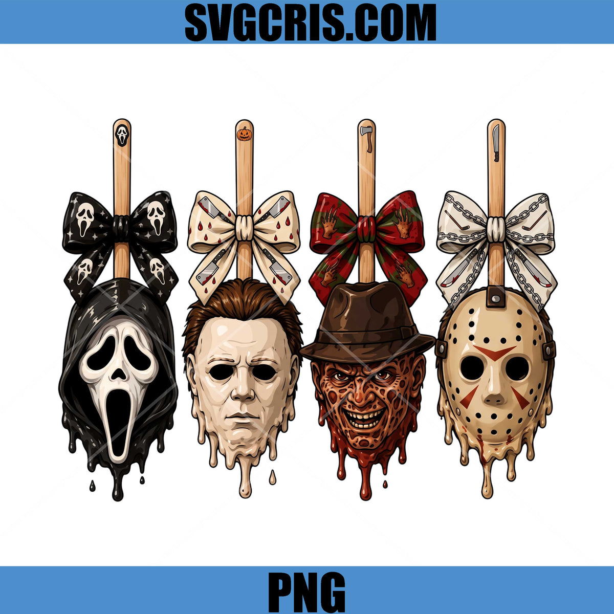 Horror Character Pops PNG, Scream Myers Freddy Jason Design PNG