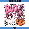Boo Halloween Pink PNG, Cute Ghost Pumpkin Lightning PNG