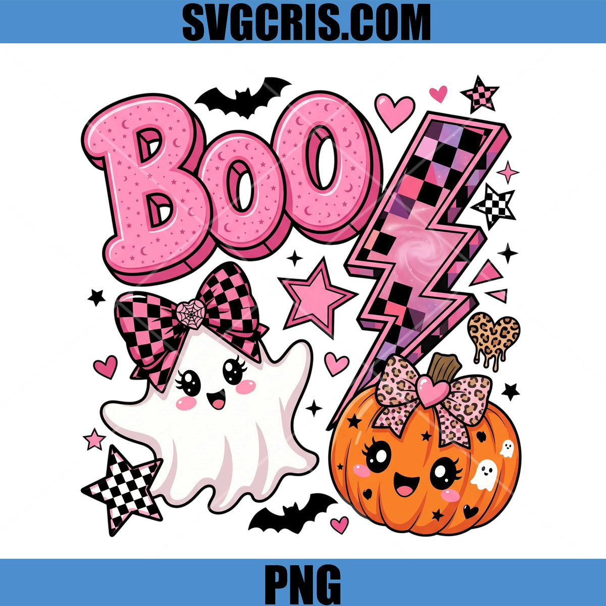 Boo Halloween Pink PNG, Cute Ghost Pumpkin Lightning PNG