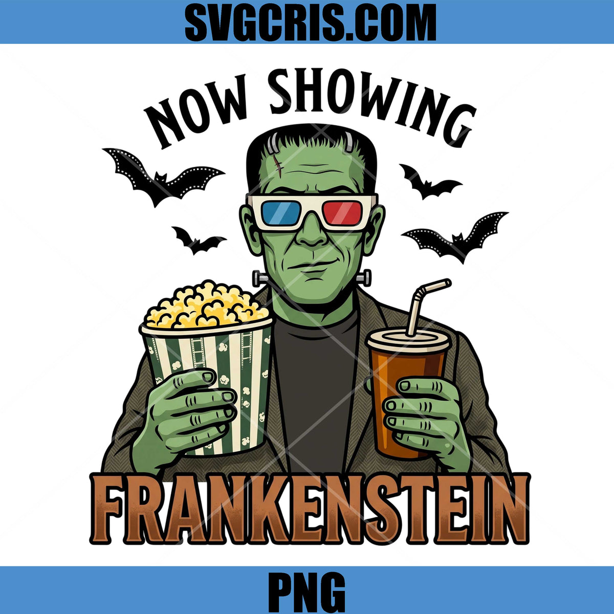 Frankenstein Now Showing PNG, Halloween Movie Night PNG