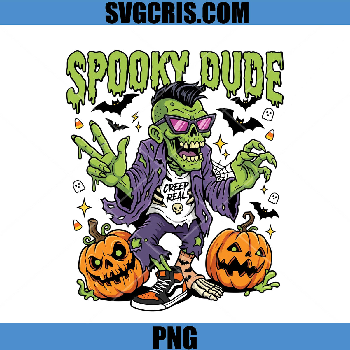 Spooky Dude Halloween PNG, Zombie Pumpkin Party PNG