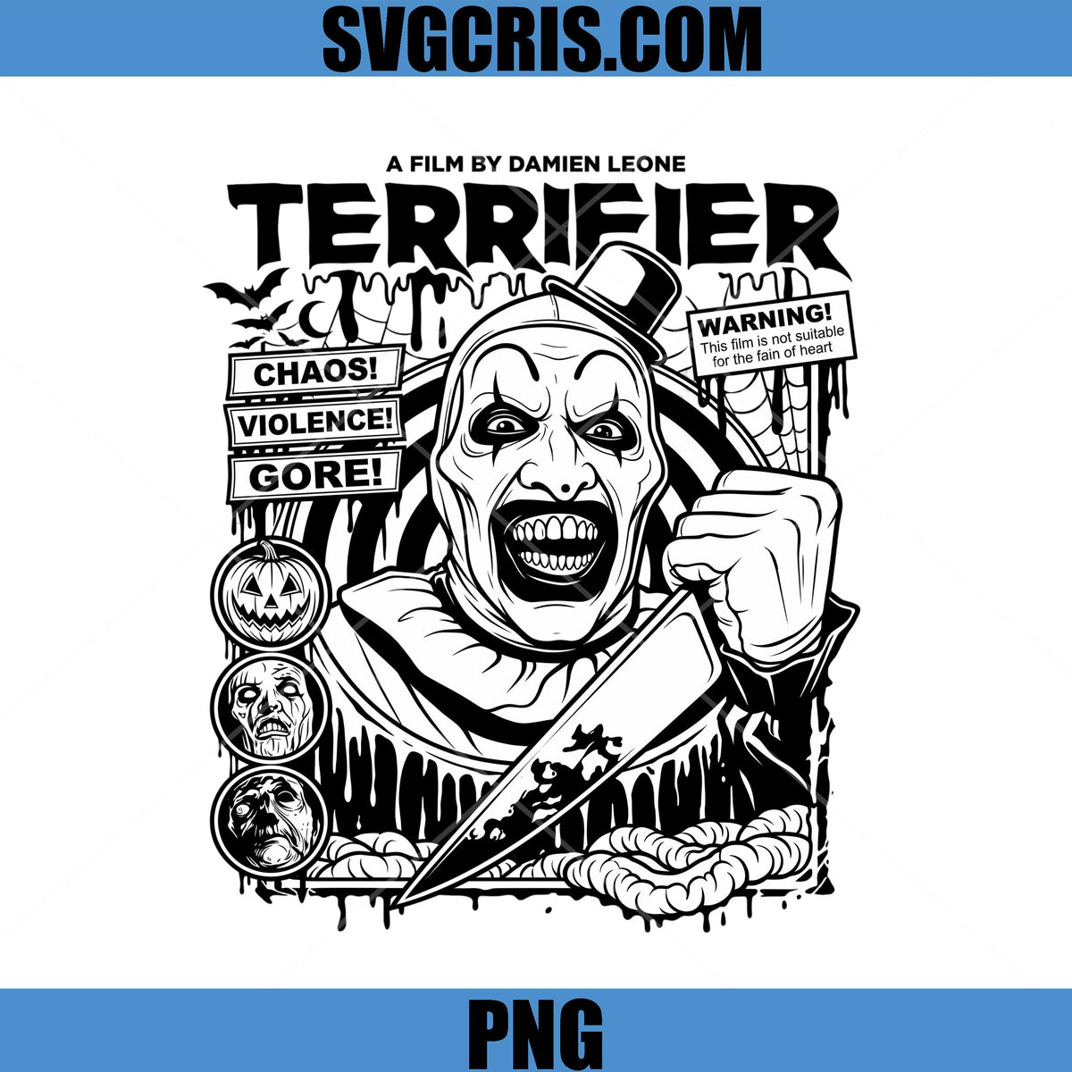 Art The Clown PNG, Terrifier Halloween Horror Movie PNG