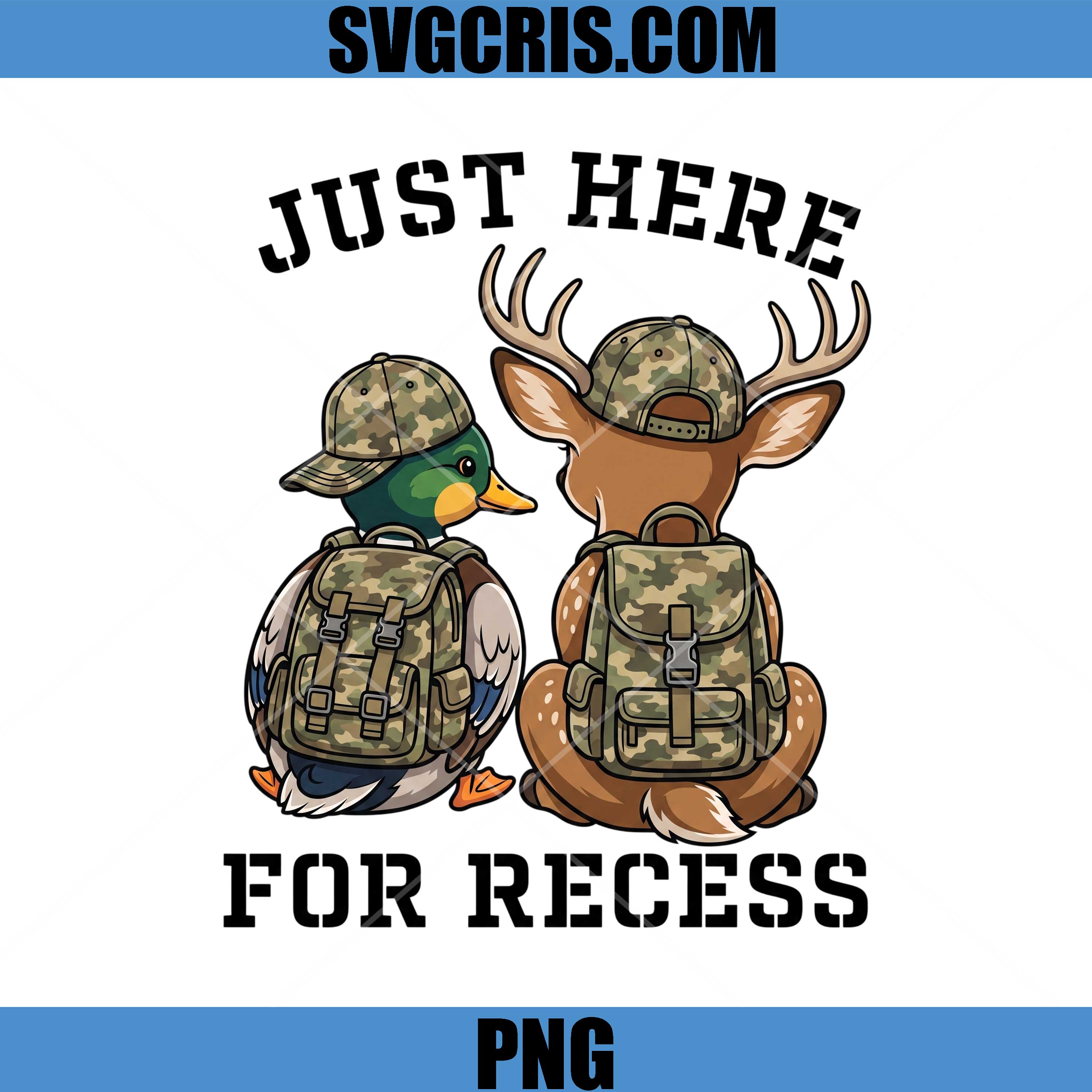 Just Here For Recess Duck PNG, Deer Duck Back To School PNG