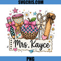 Mrs Kayce Teacher PNG, Cute School Supplies Apple Bow PNG