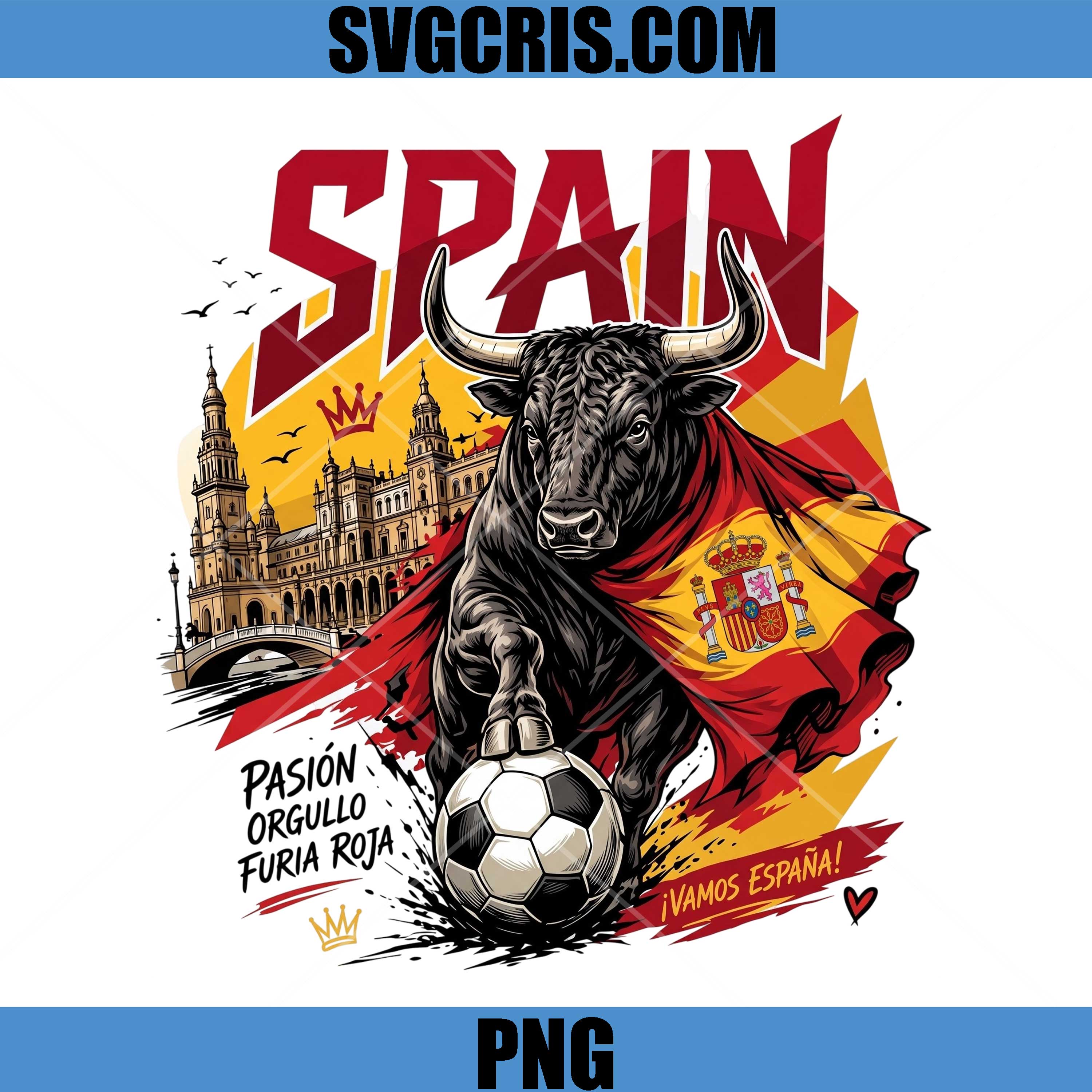 Spain Bull World Cup PNG, Spanish Soccer Fan Artwork PNG