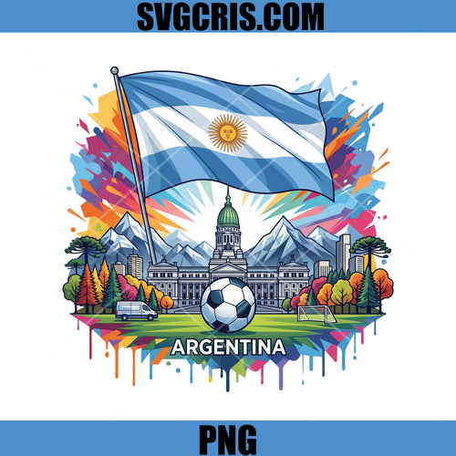Argentina Flag Soccer WC 2026 PNG, Argentina Landmark Football Art PNG