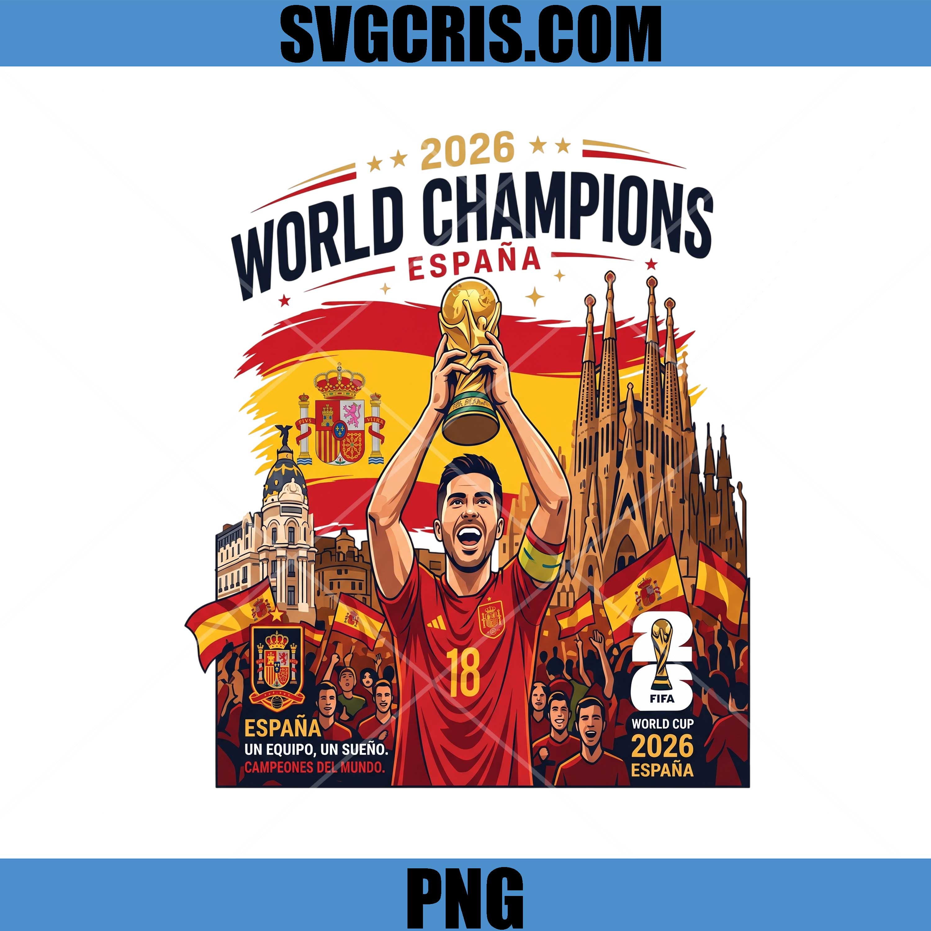 Spain World Champions 2026 Españ PNG, España Football Trophy Art PNG