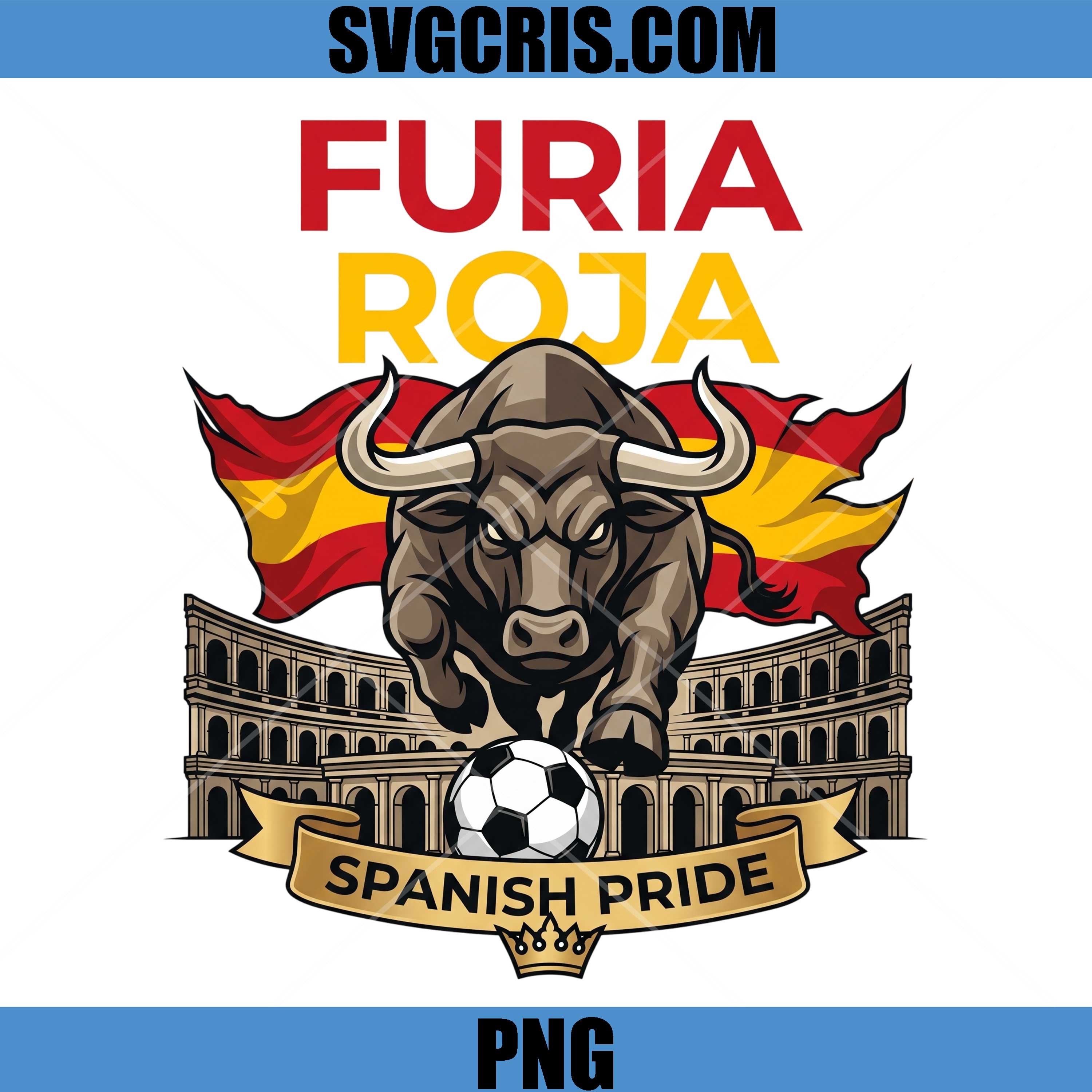 Furia Roja Spain Bull PNG, Spanish Pride Soccer Design PNG