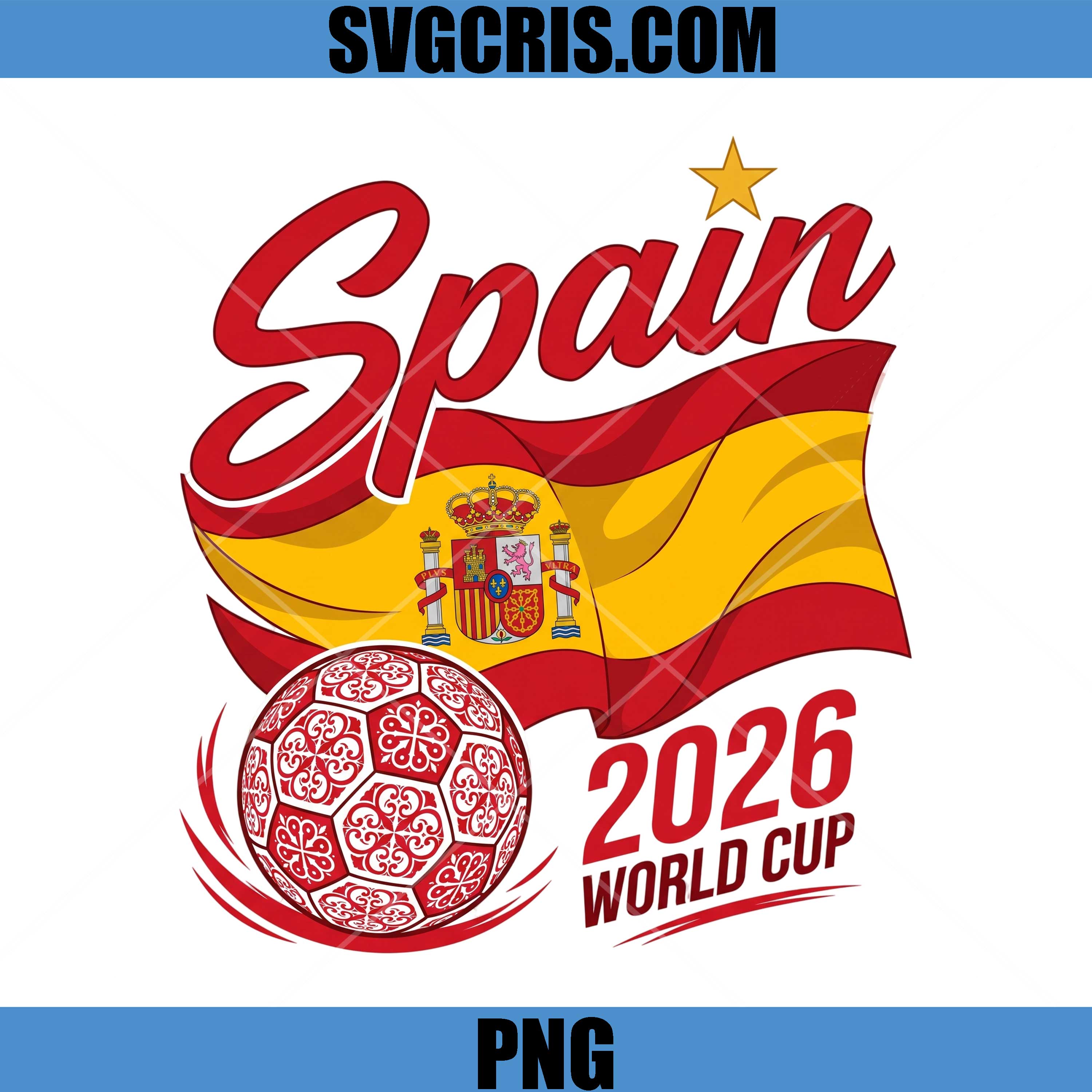 Spain World Cup 2026 PNG, Spain Flag Soccer Ball Design PNG
