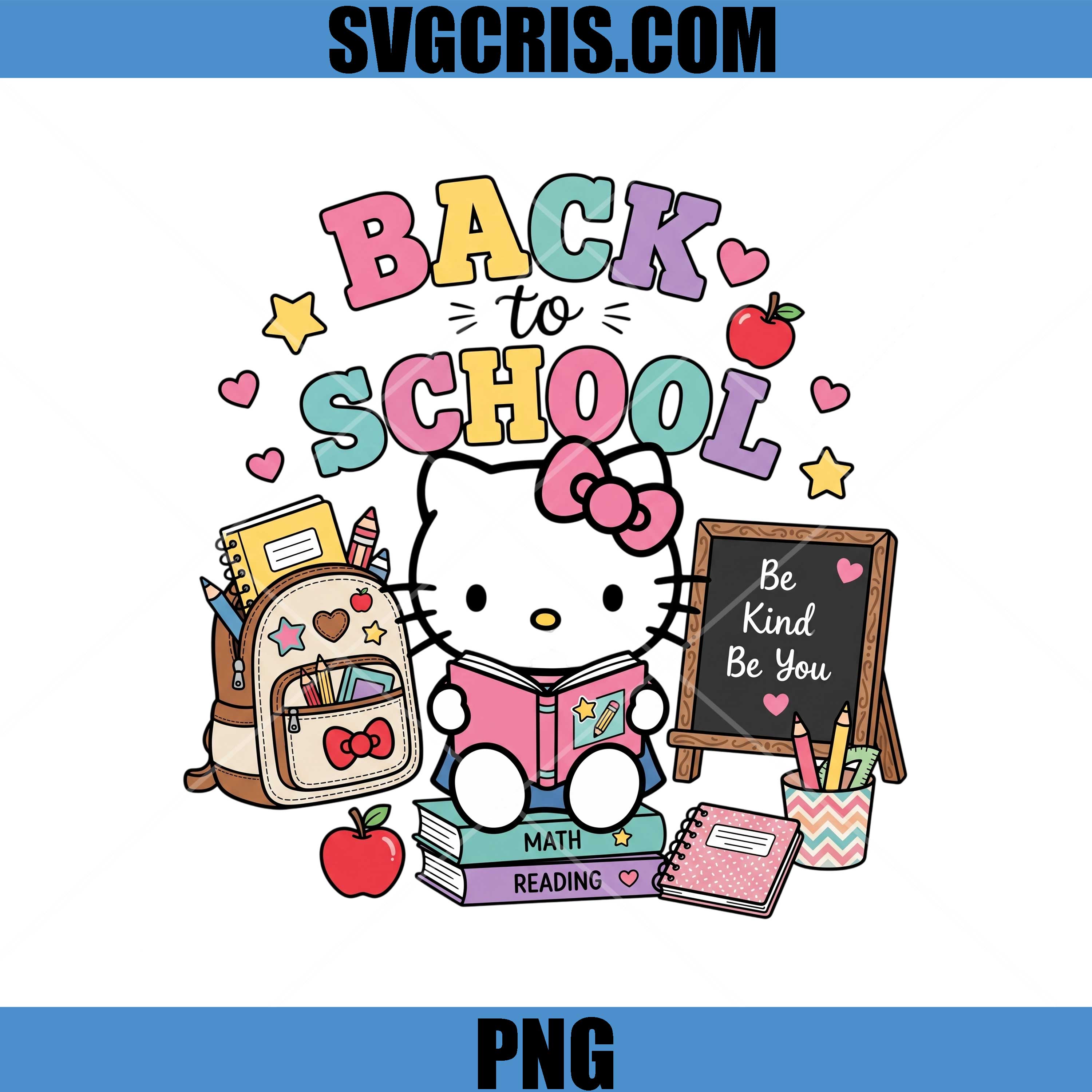 Back To School Hello Kitty PNG, Cute School Supplies Design PNG