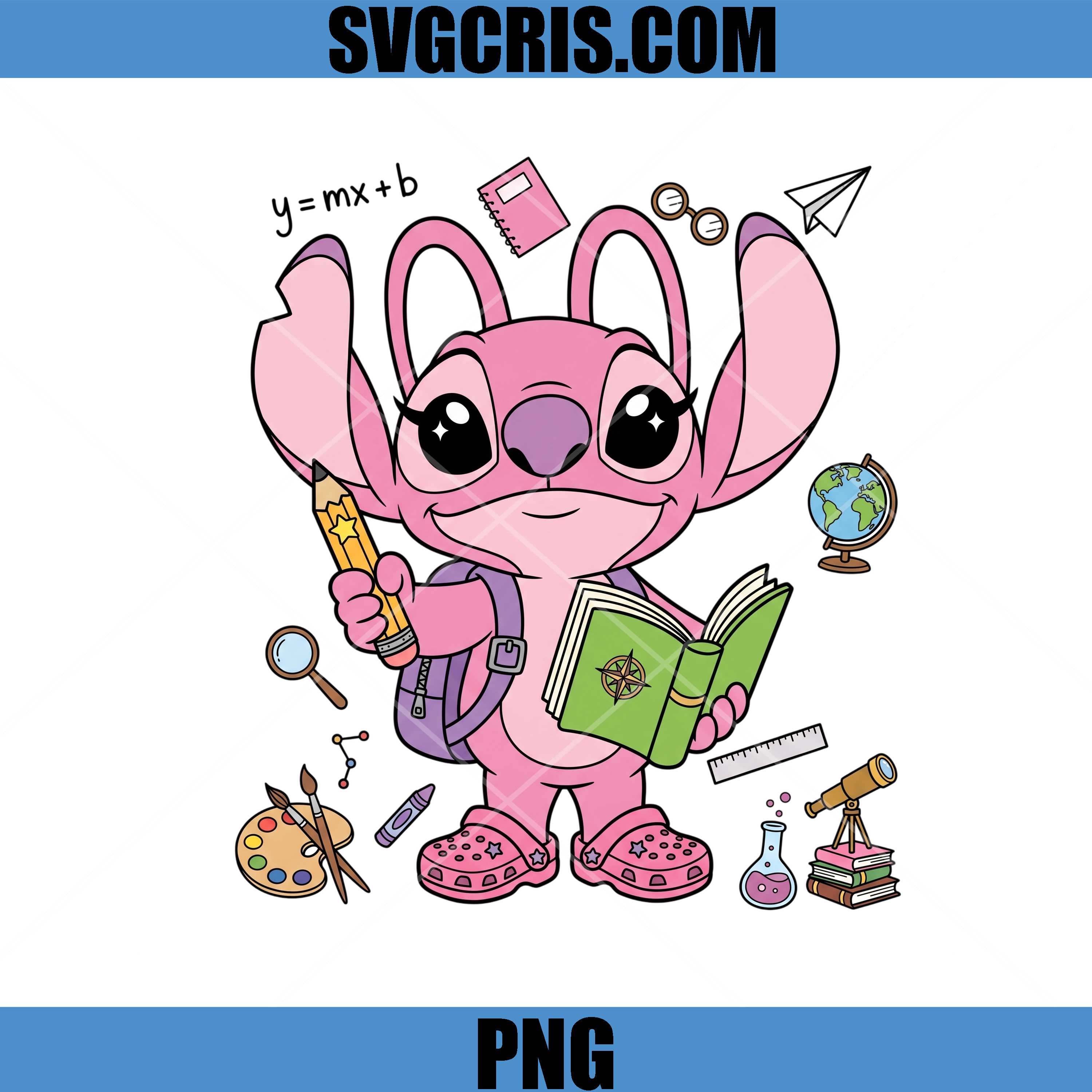 Pink Stitch Back To School PNG, Cute Student School Design PNG