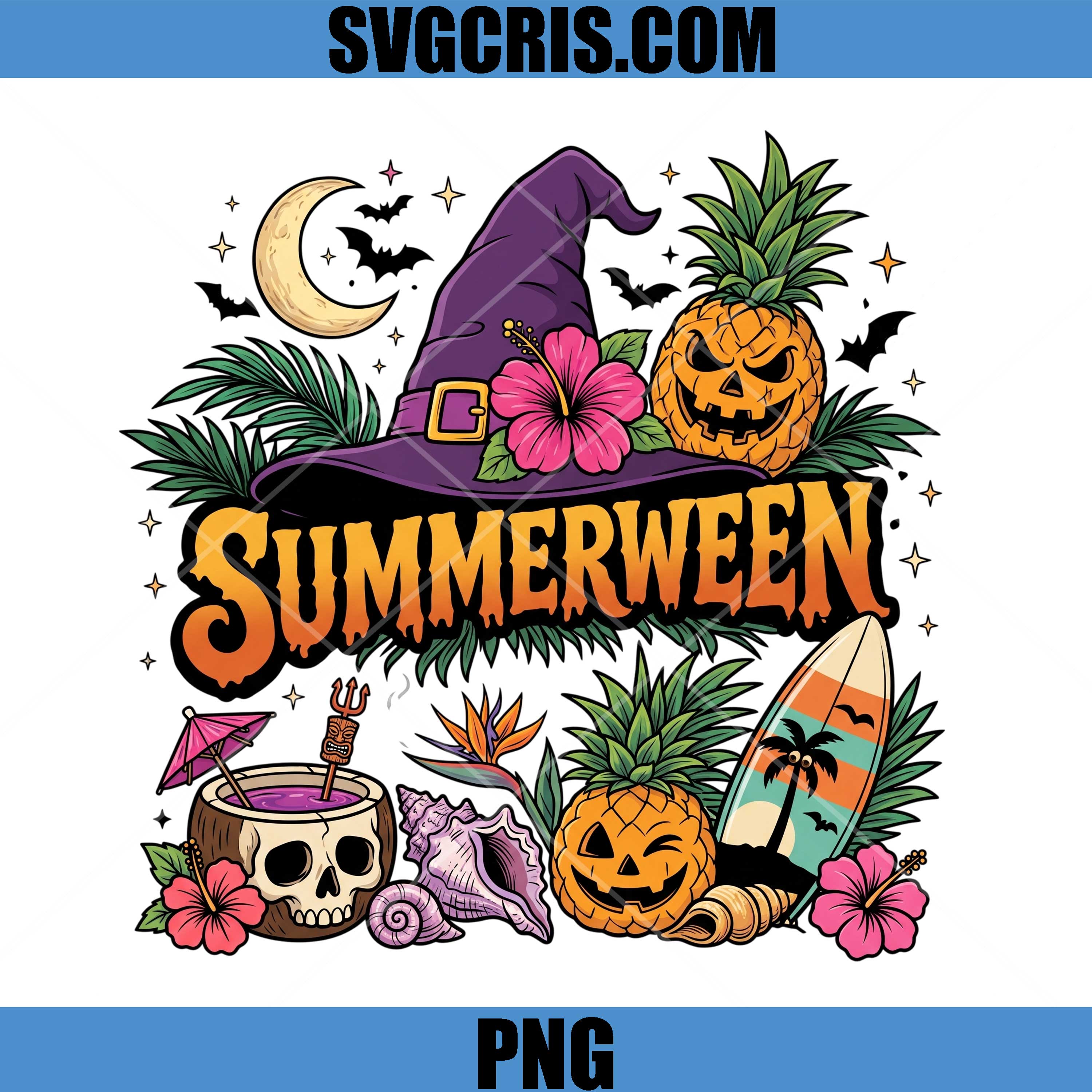 Summerween Halloween Tropical PNG, Witch Hat Pineapple PNG