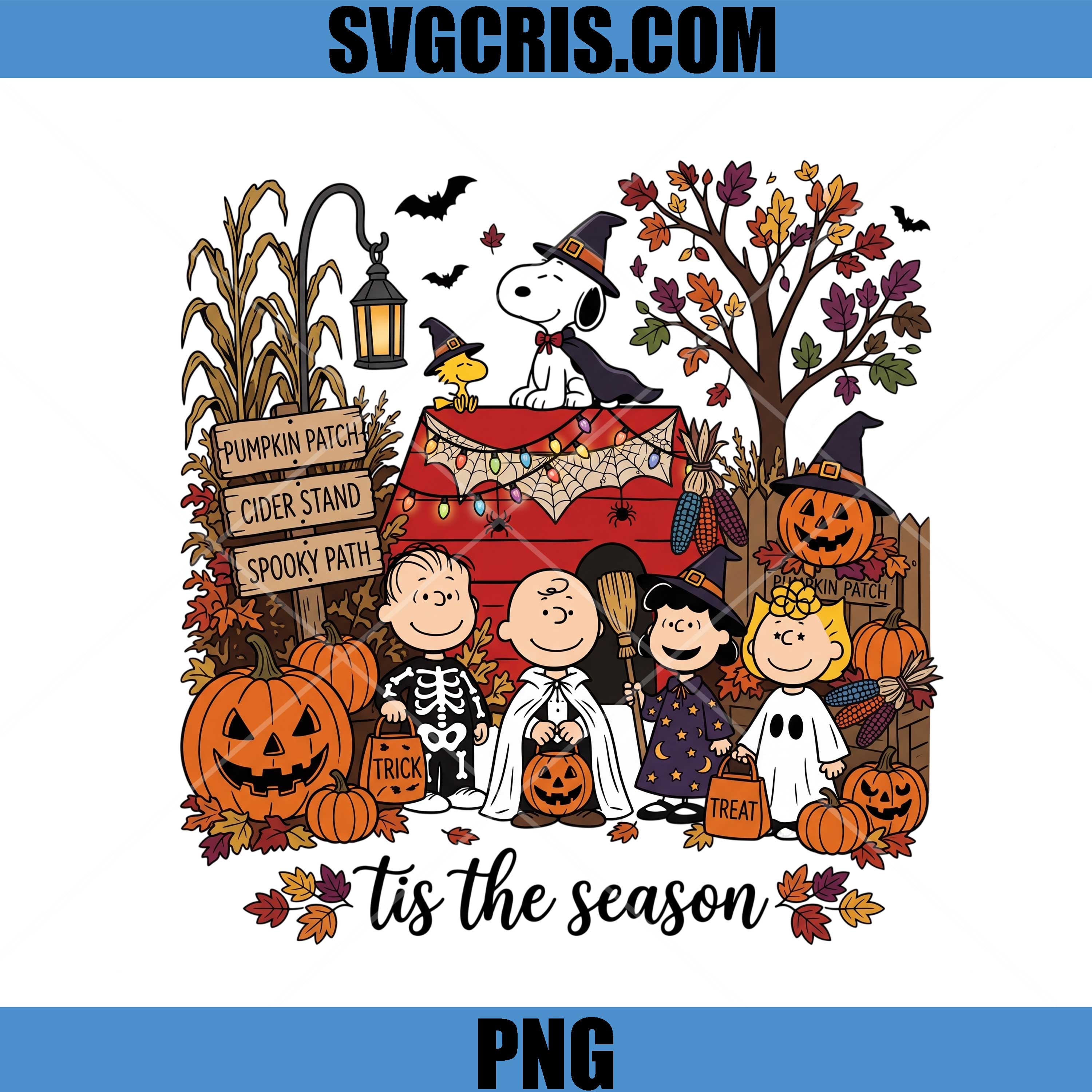 Tis The Season Halloween Snoopy PNG, Pumpkin Patch Peanuts PNG