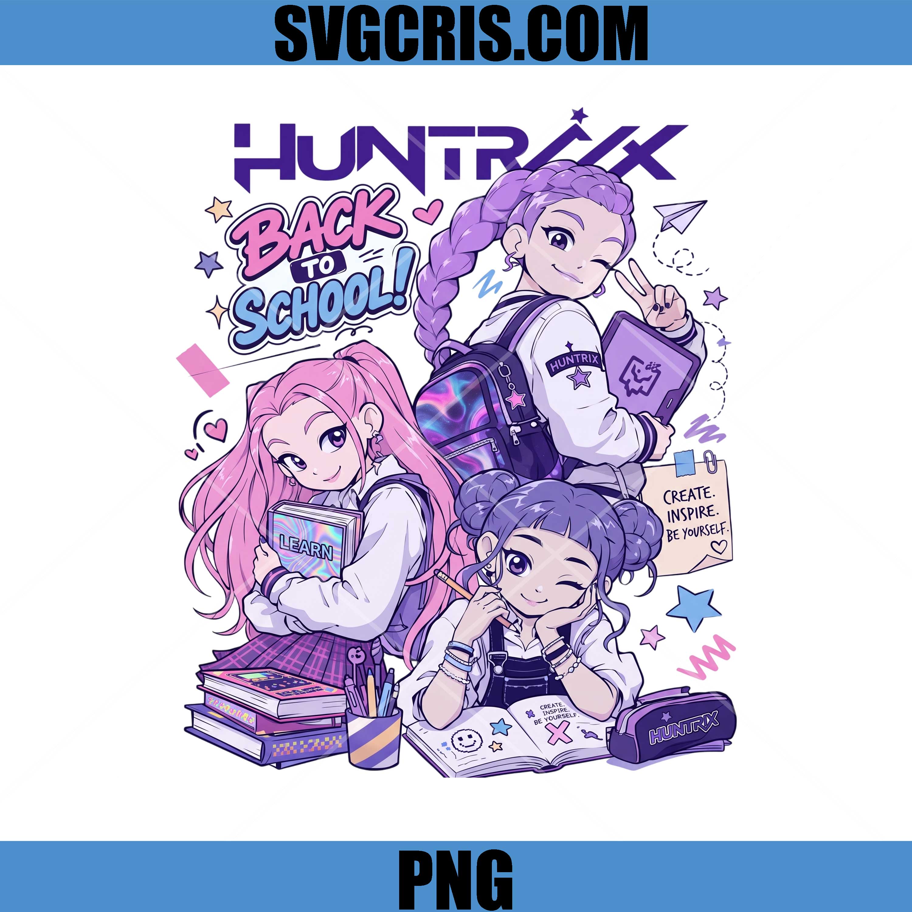 Huntrix Back To School PNG, Kawaii Anime School Girls PNG