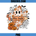 Floral Ghost Mrs. Smith PNG, Cute Halloween Teacher PNG