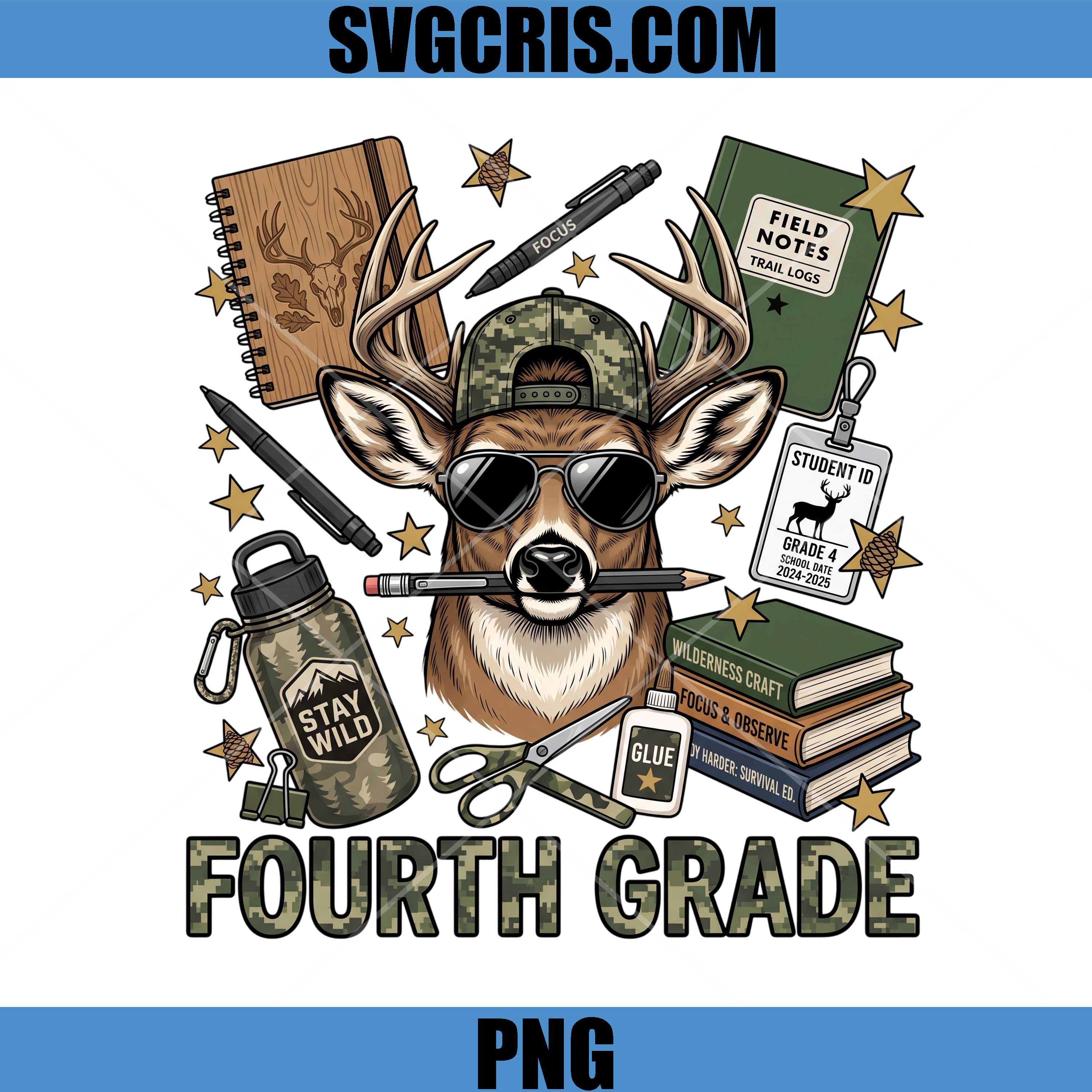 Fourth Grade Deer PNG, Cool Hunting Back To School PNG
