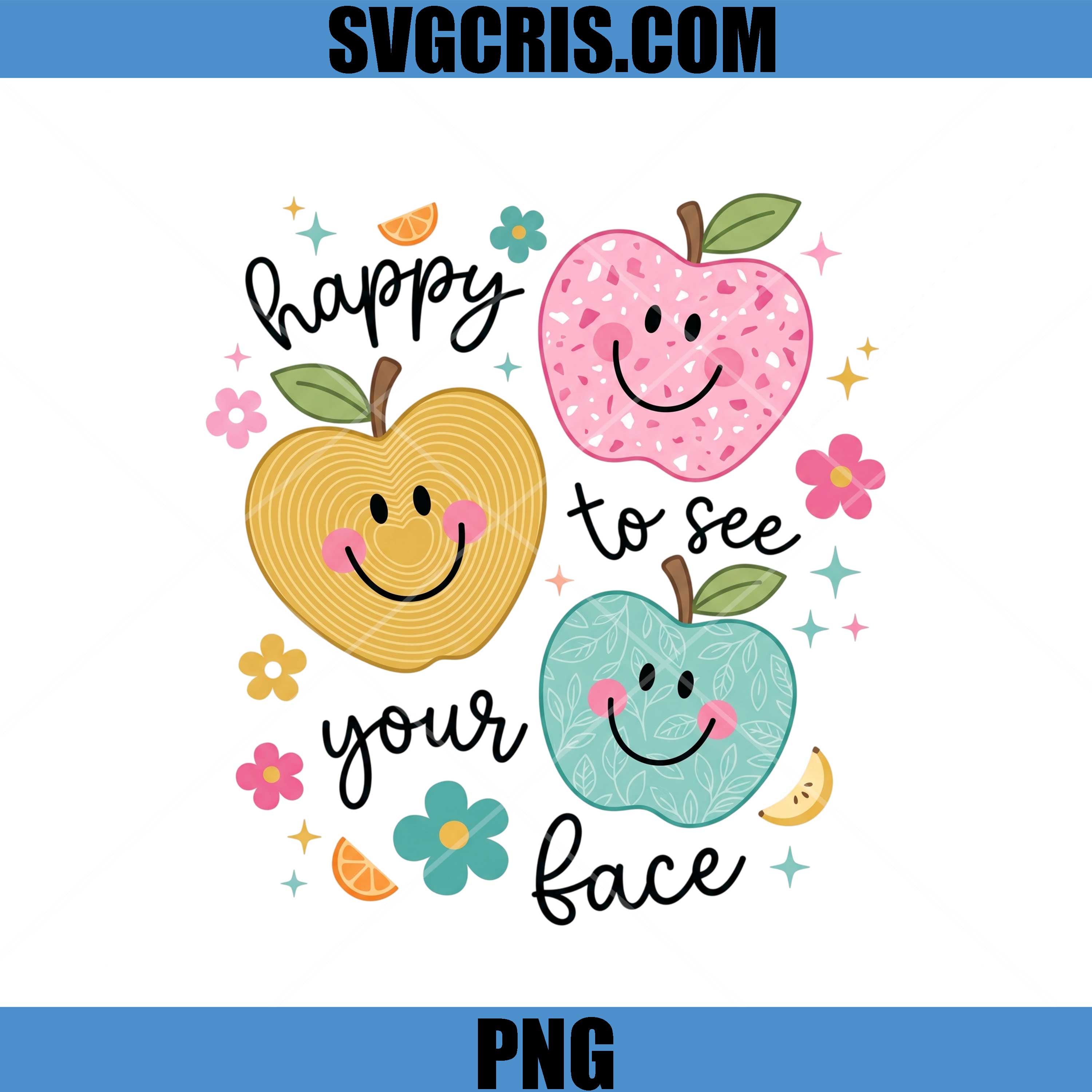 Happy To See Your Face PNG, Cute Smiling Apples Teacher PNG