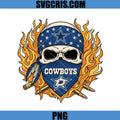 Dallas Cowboys Skull Bandana PNG, Flaming Cowboys Fan Design PNG
