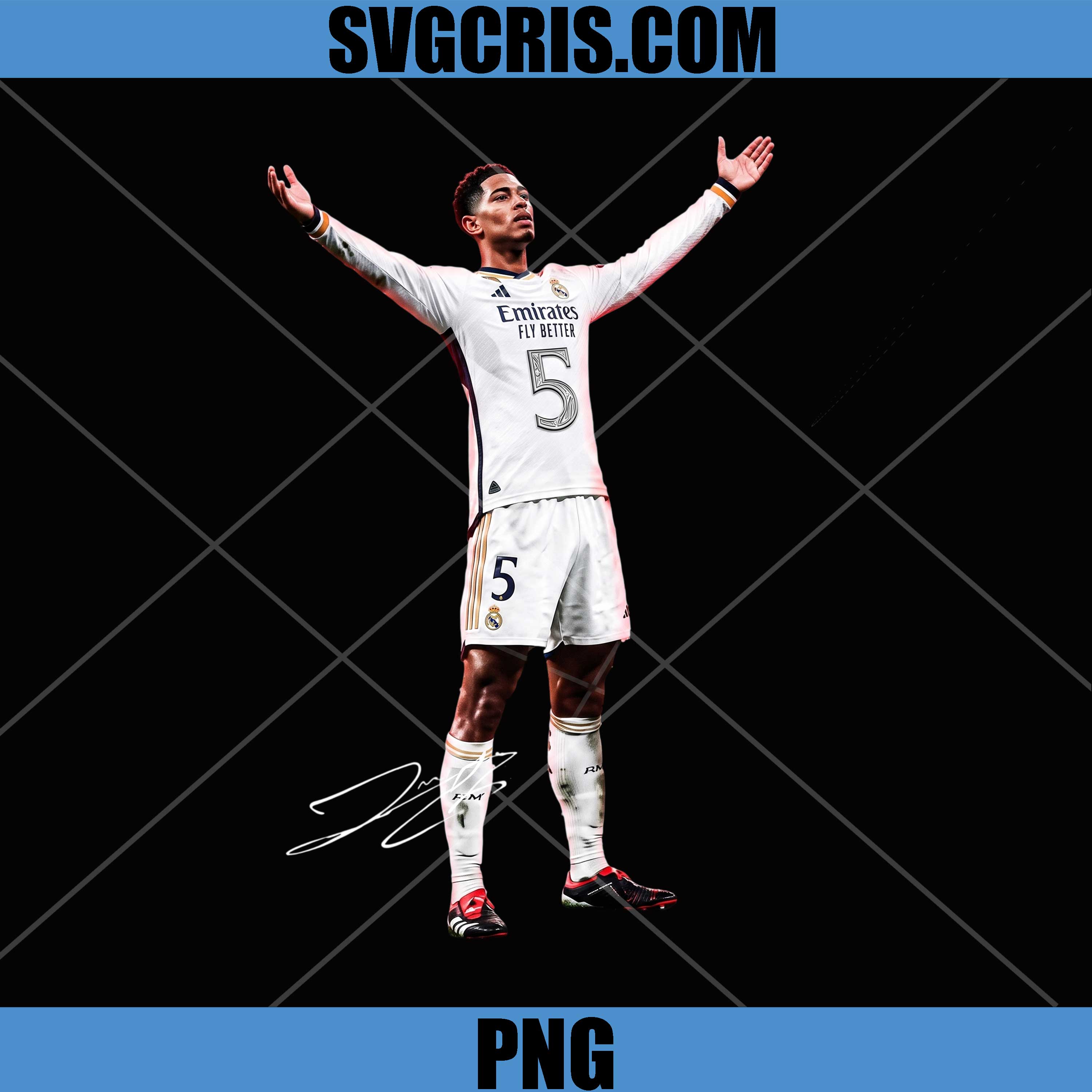 Jude Bellingham Celebration Pose PNG, Real Madrid Athlete PNG