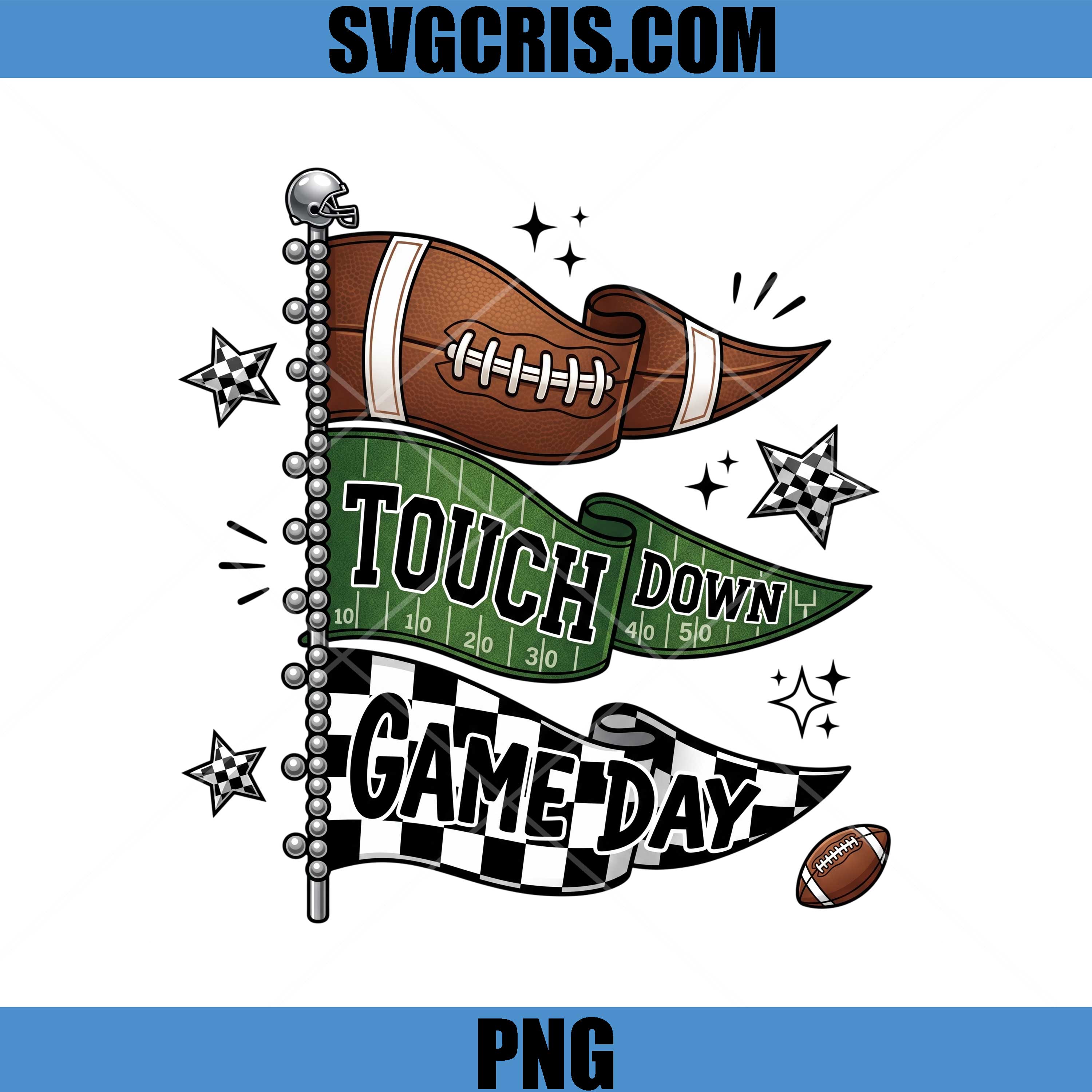 Touch Down Game Day Football Flag PNG, Football Season Spirit PNG