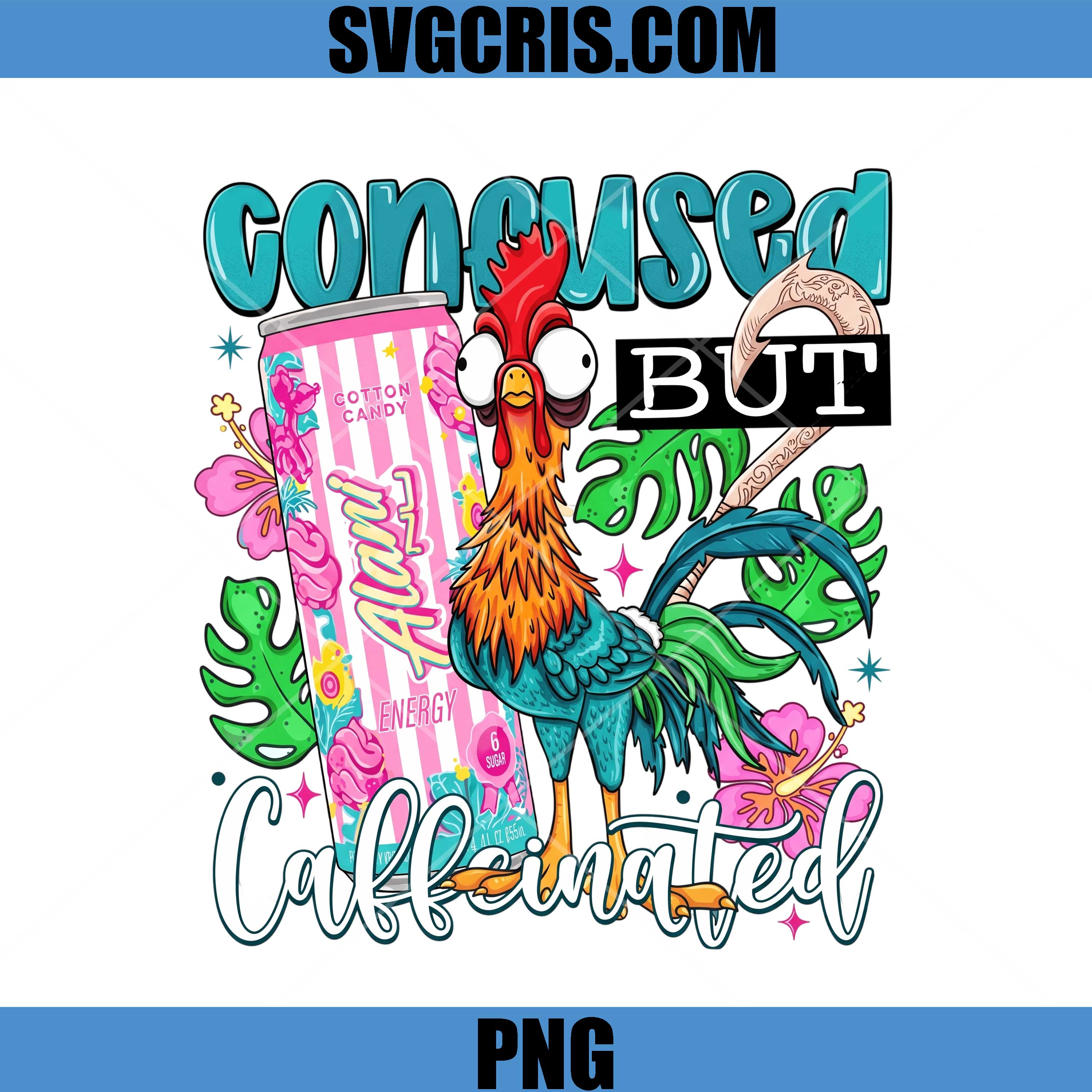 Confused But Caffeinated Fun PNG, Funny Chicken Coffee Lover PNG