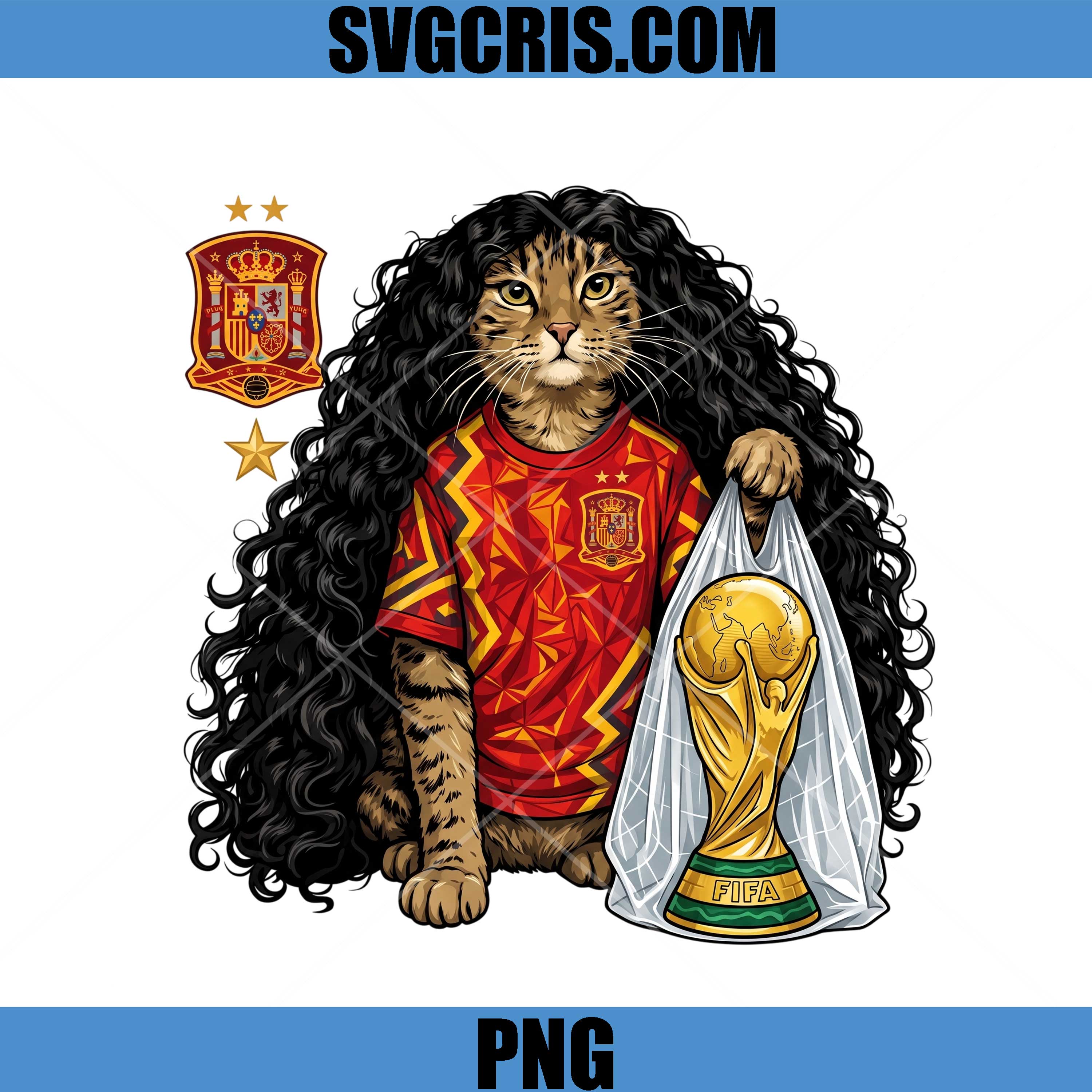 Spain Cat Champion World Cup PNG, Funny Spain Football Fan PNG