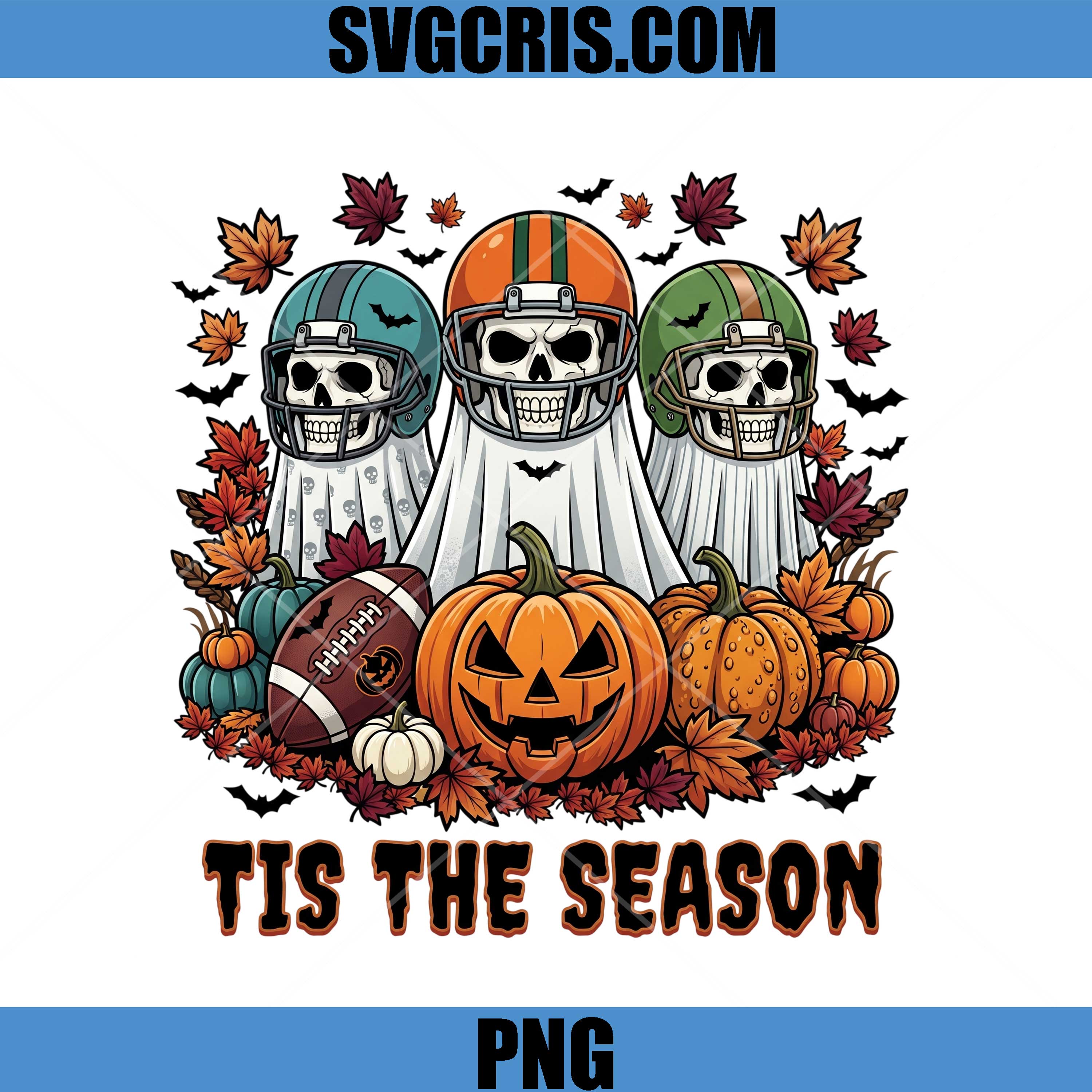 Tis The Season Autumn Football PNG, Spooky Pumpkin Game Day PNG