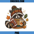 Pumpkin Coffee Raccoon PNG, Cozy Football Season PNG