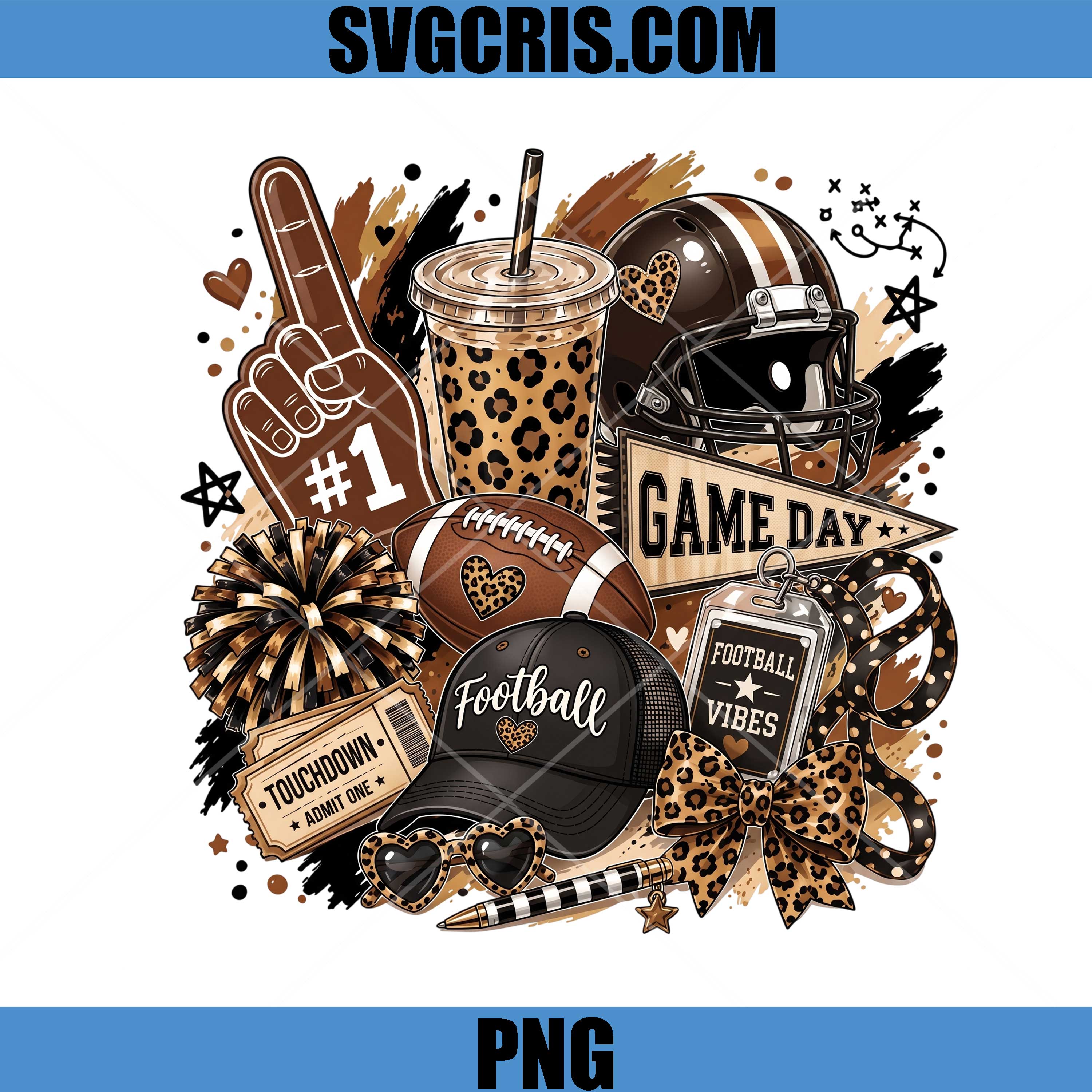 Leopard Football Game Day PNG, Game Day Fan Essentials PNG