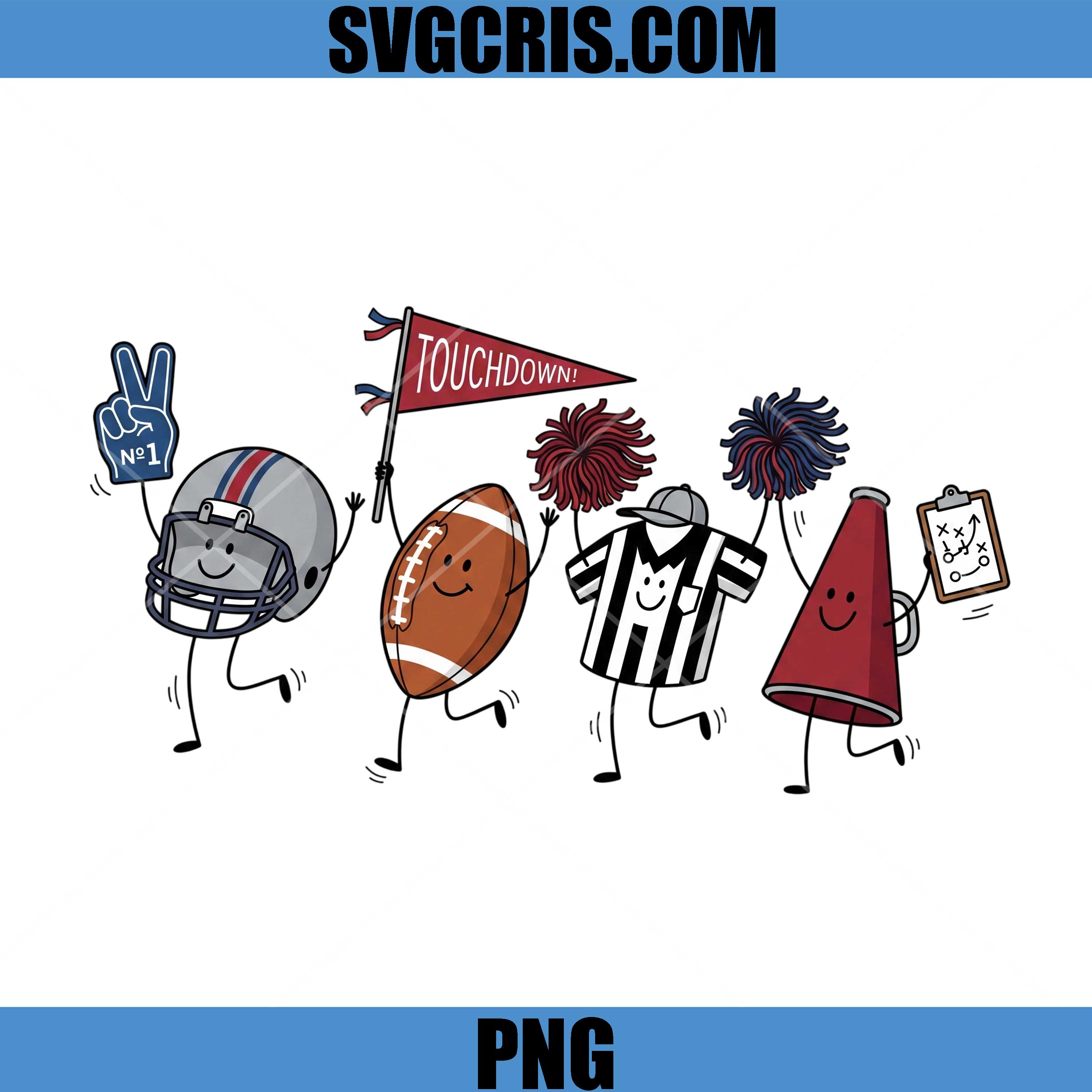 Football Touchdown PNG, Cute Game Day Characters PNG