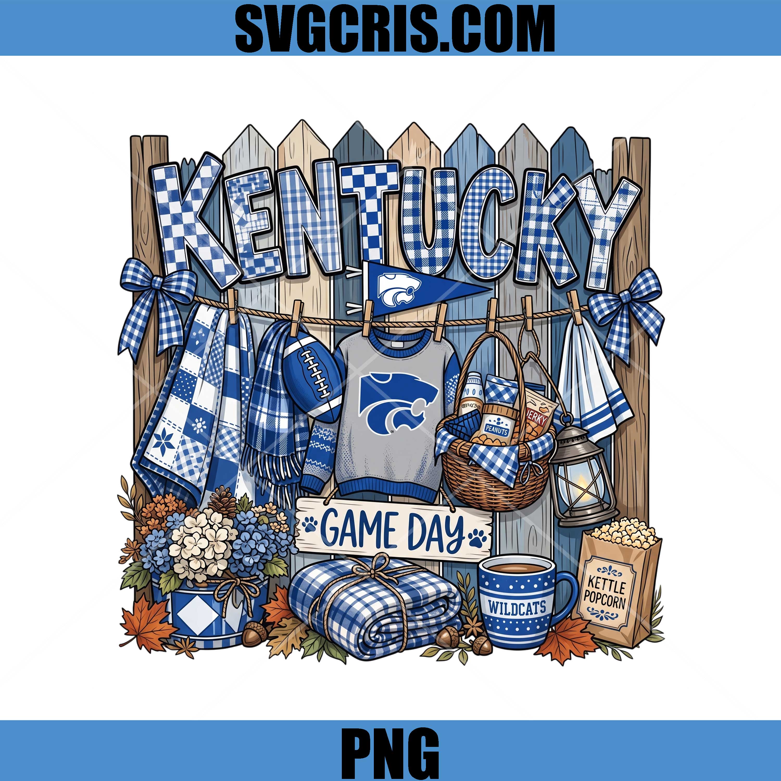 Kentucky Wildcats Game Day PNG, Football Fan Decor PNG
