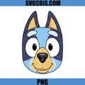 Bluey Cartoon Face Head PNG, Cute Blue Heeler Character PNG