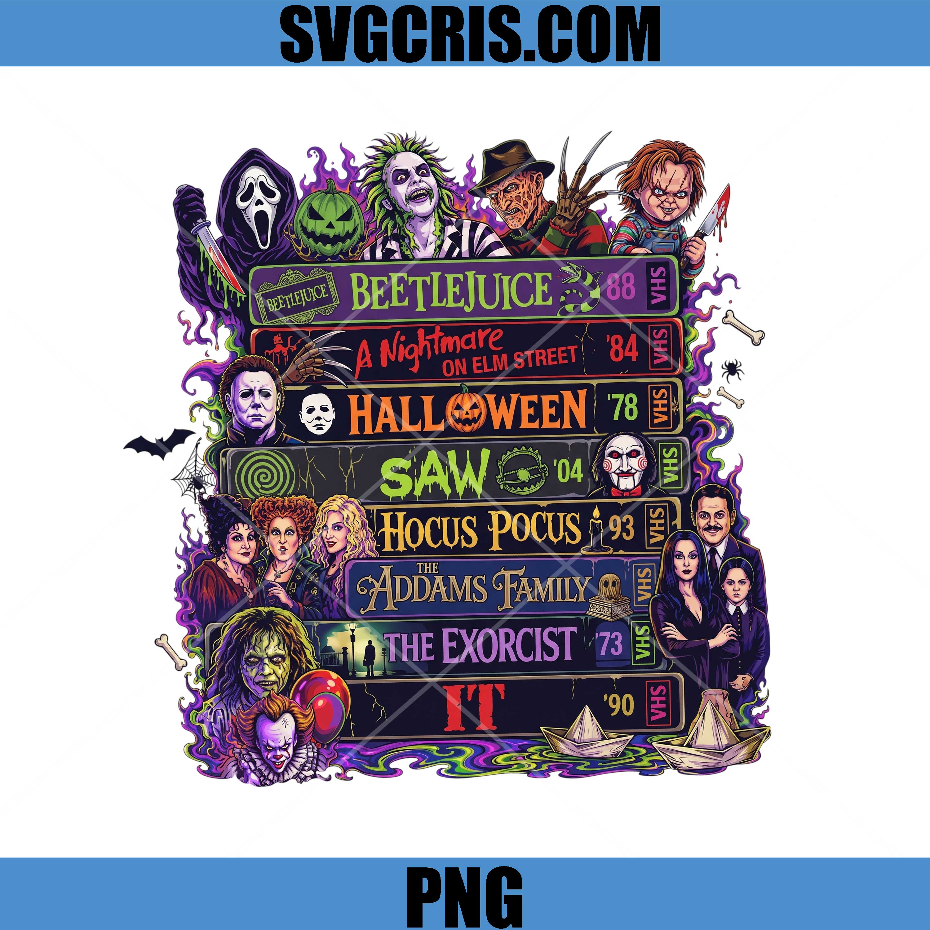 Beetlejuice Horror Movie Stack PNG, Classic Halloween Icons PNG