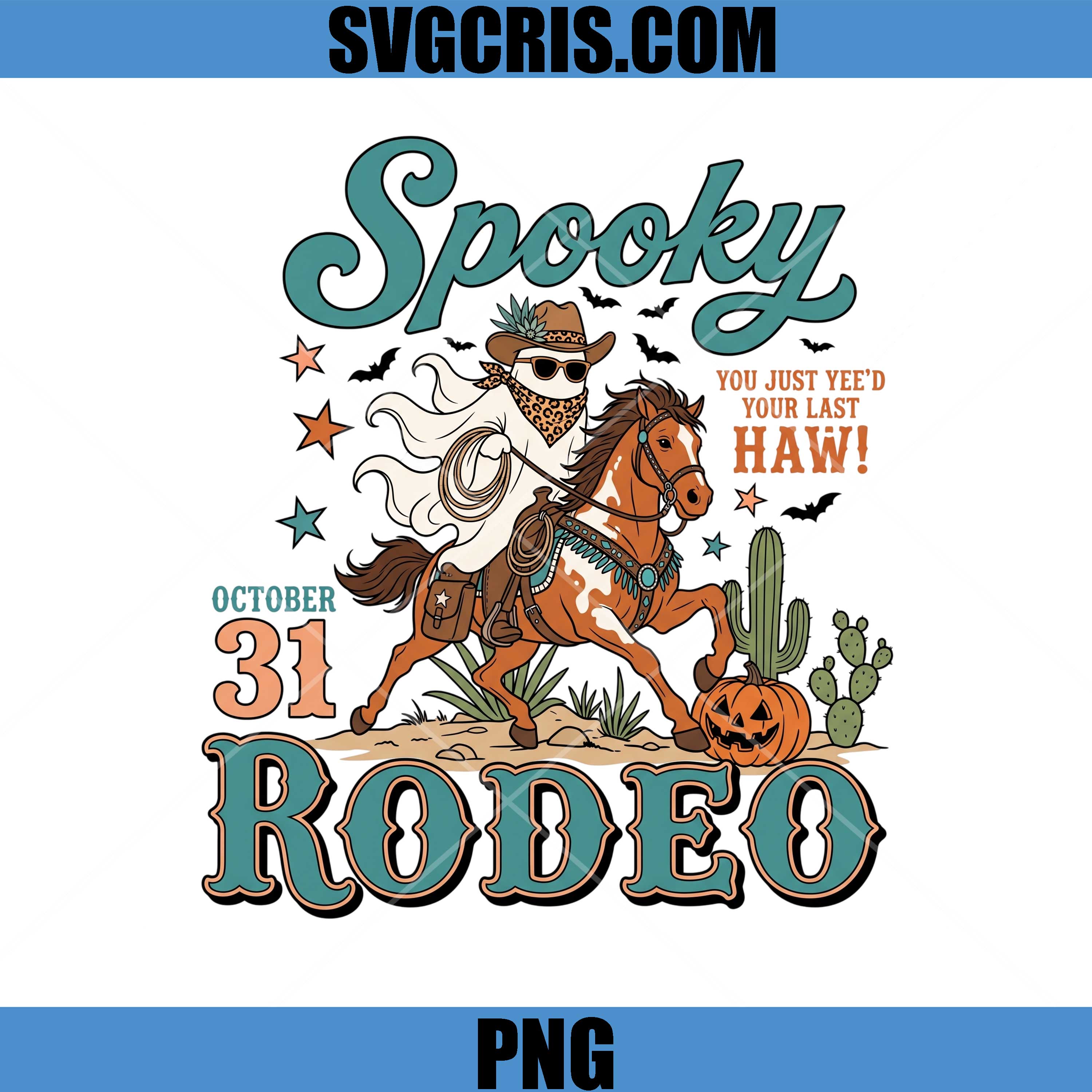 Spooky Rodeo Ghost Cowboy Halloween PNG, October 31 Rodeo Ghost Design PNG