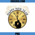 Happy New Year Fireworks PNG, Golden Clock Design PNG