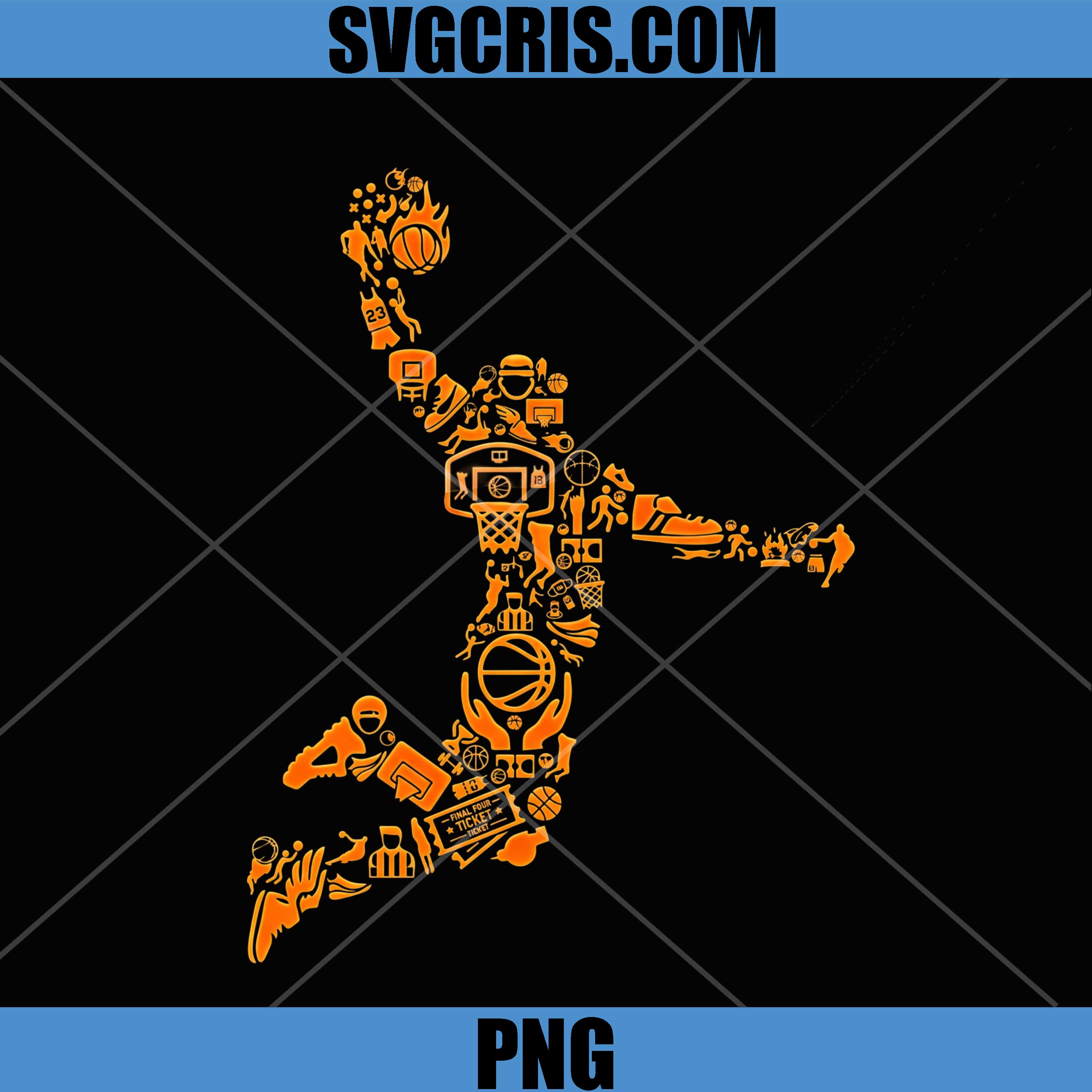 Basketball Player Silhouette PNG, Sports Icons Collage PNG