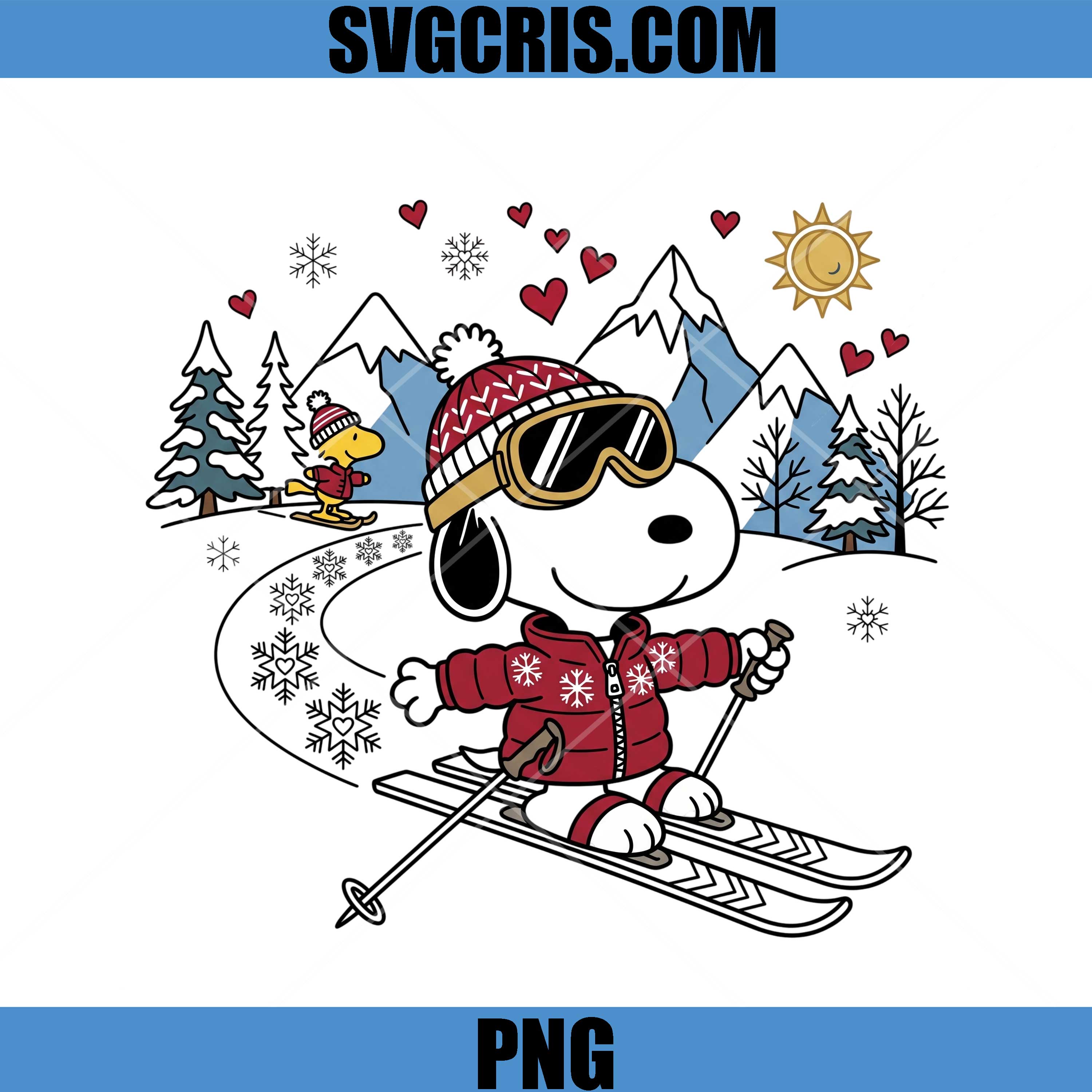 Snoopy Ski Adventure PNG, Snoopy Winter Mountains PNG