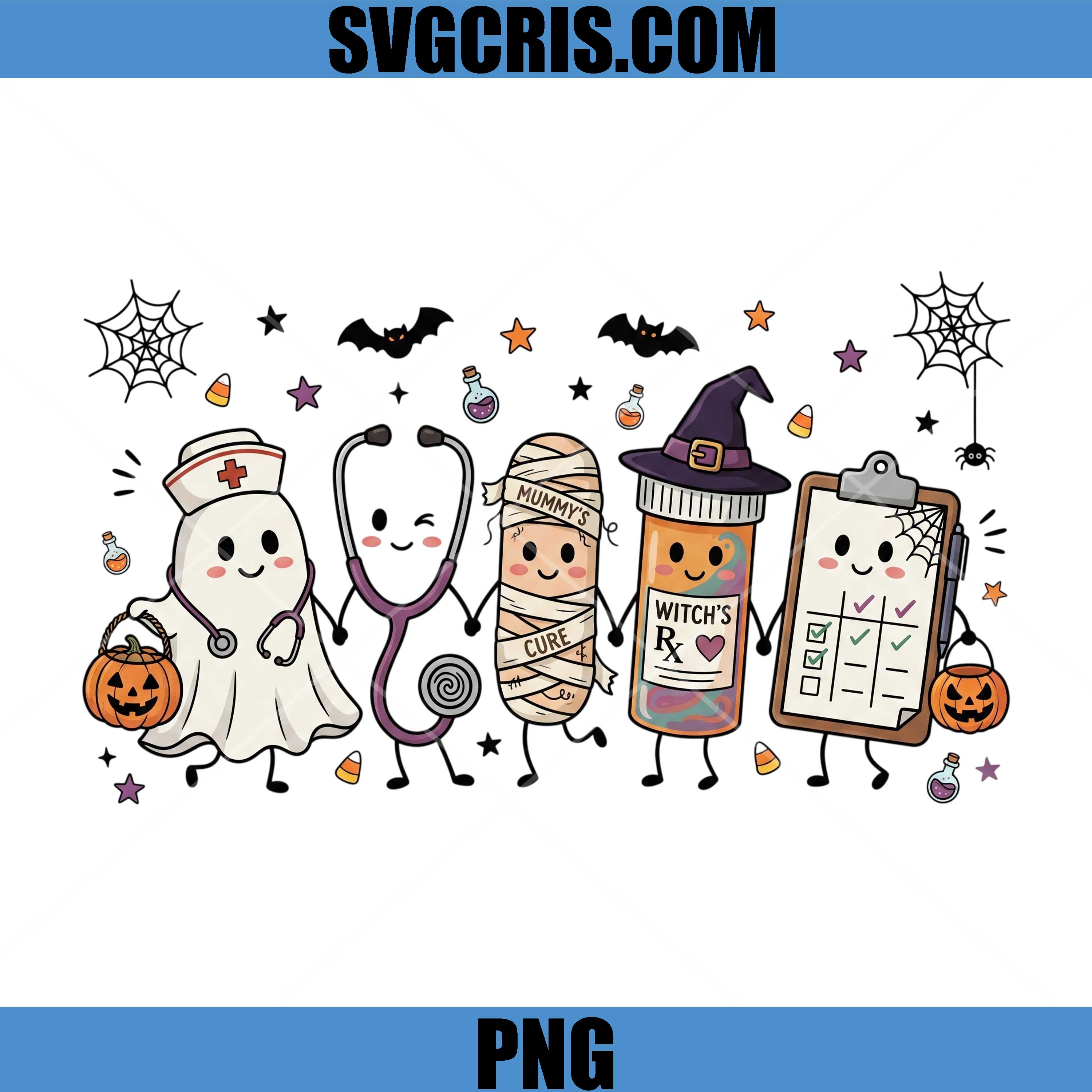 Spooky Healthcare Team PNG, Ghost Nurse Halloween PNG