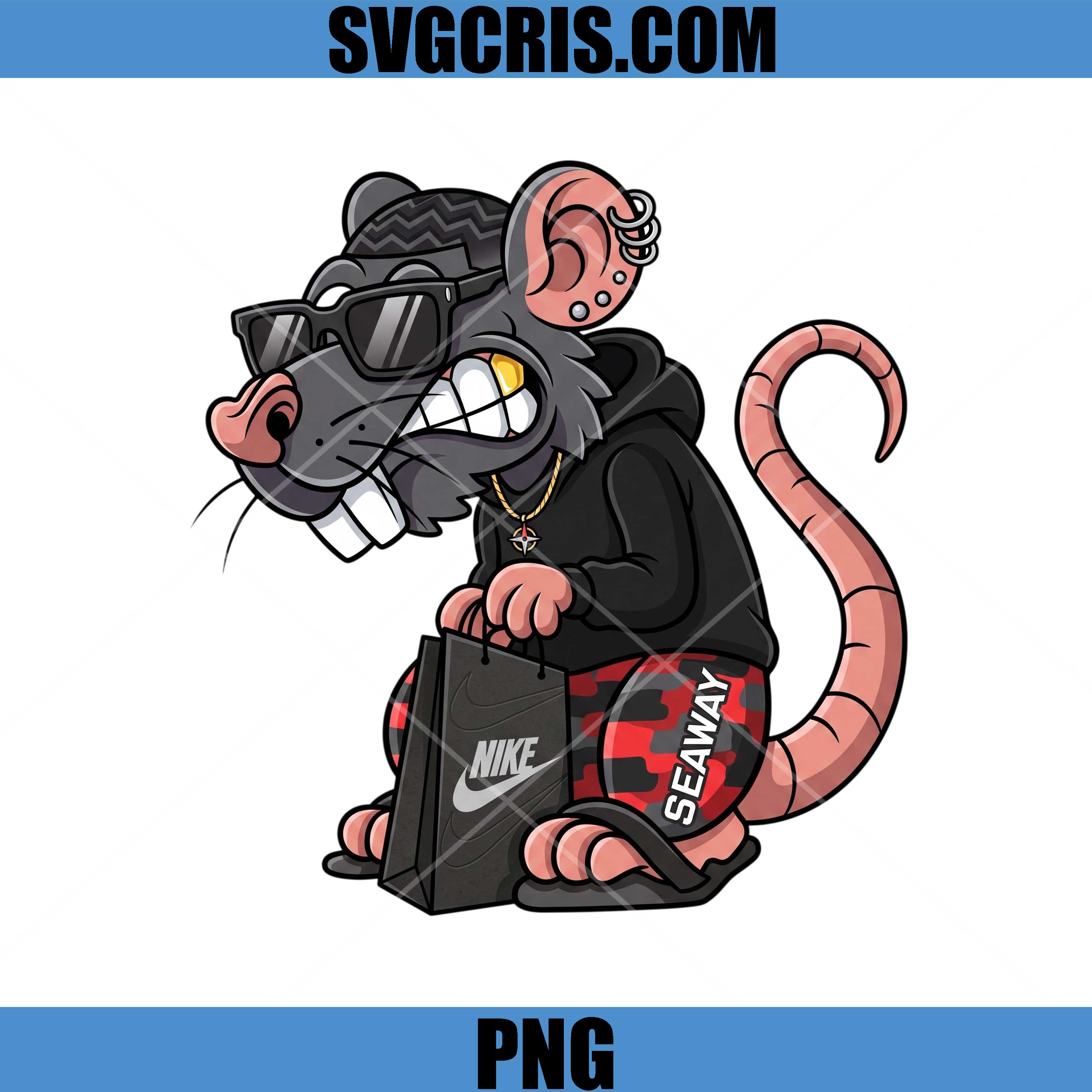 Seway Rat Cartoon PNG, Nike Streetwear Character PNG