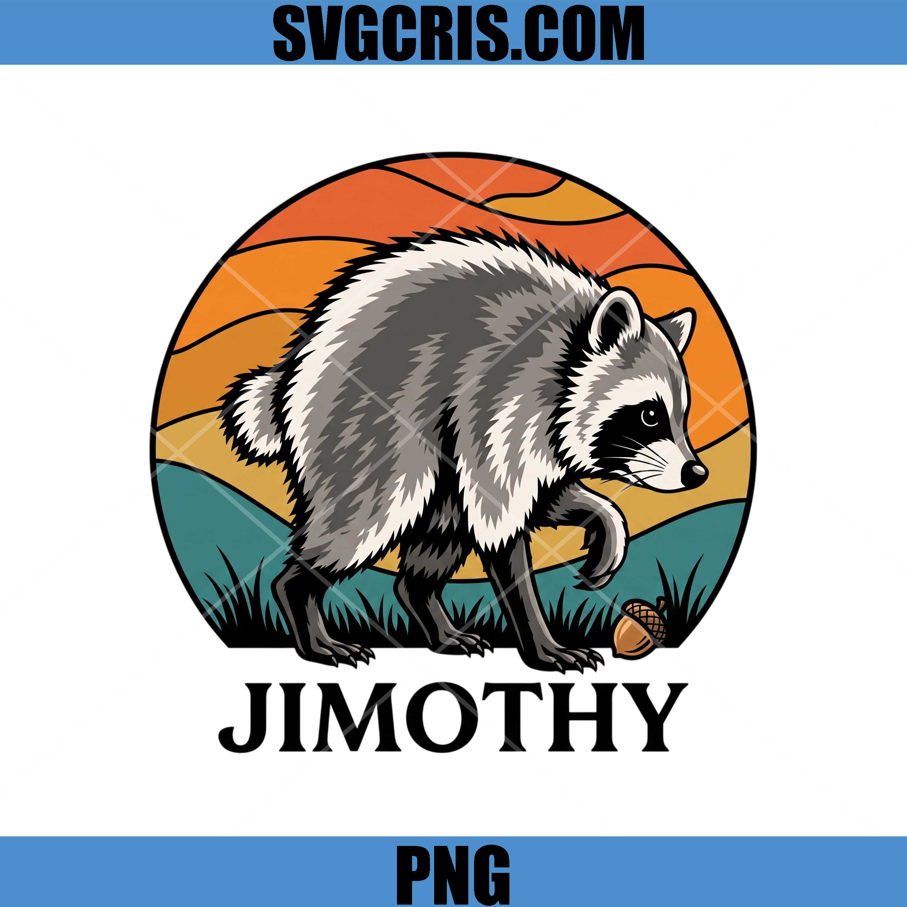 Jimothy Raccoon Vintage Sunset PNG, Cute Raccoon Animal PNG