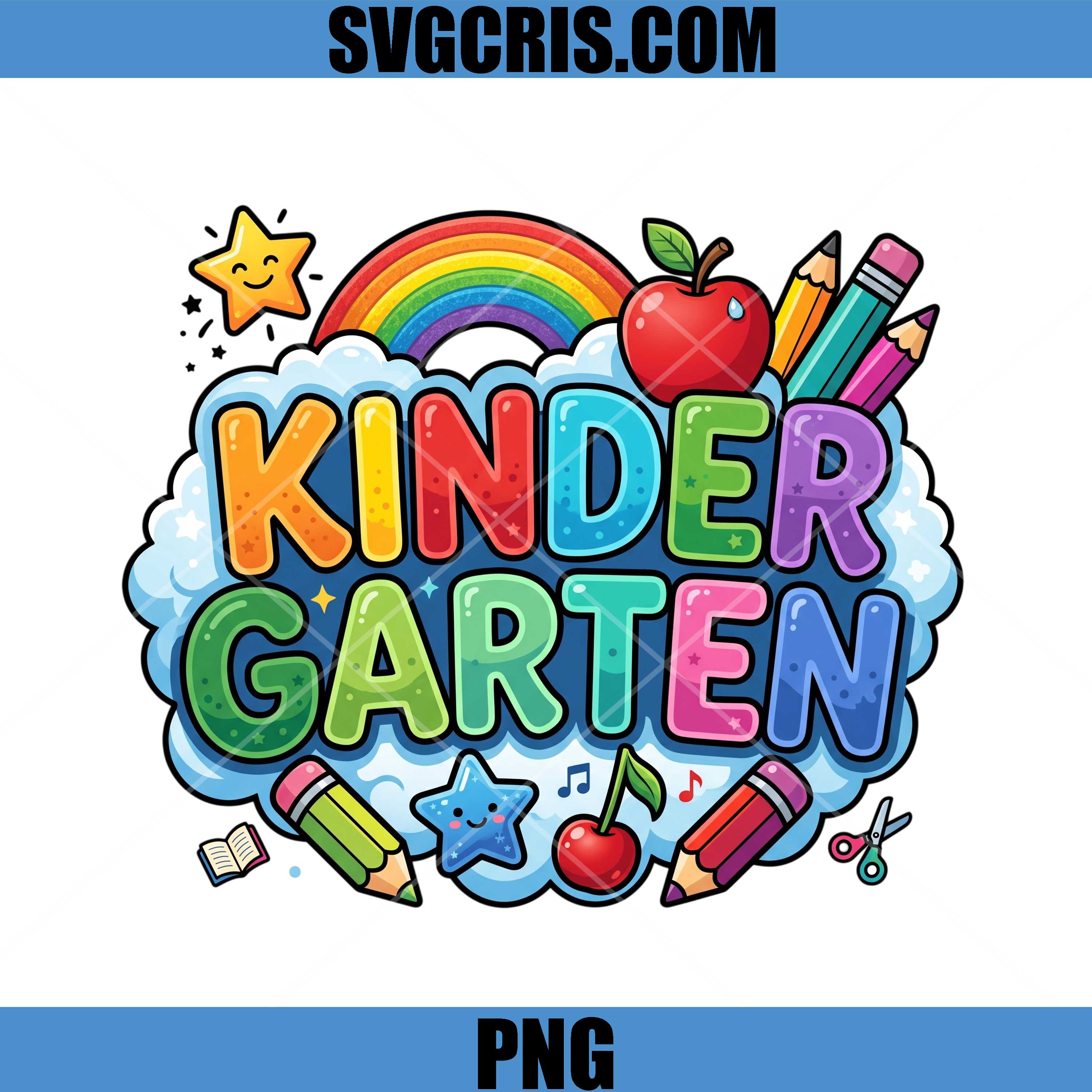 Kinder Garten Rainbow PNG, Cute Back To School Design PNG