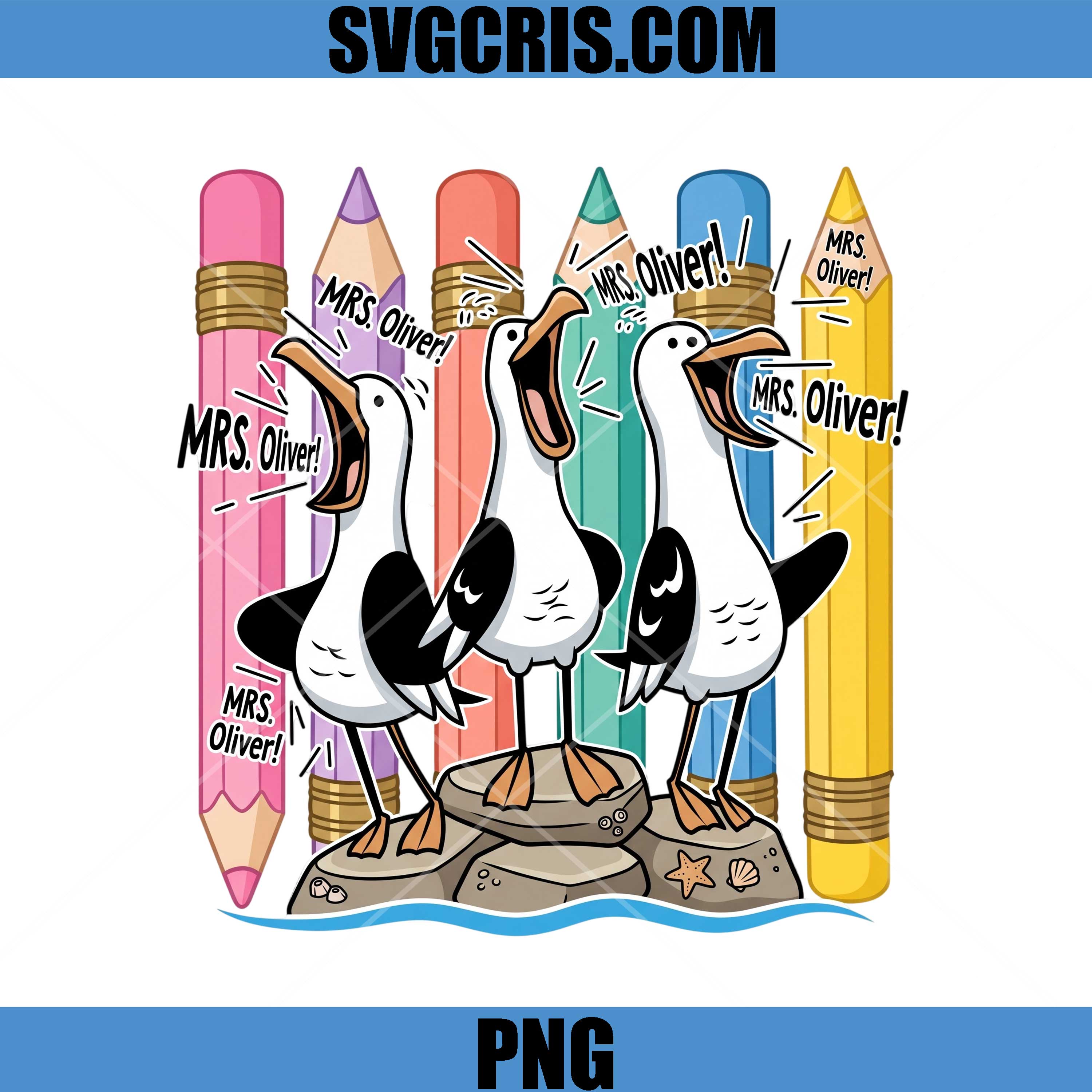 Mrs Oliver Seagulls PNG, Funny Teacher Back To School PNG